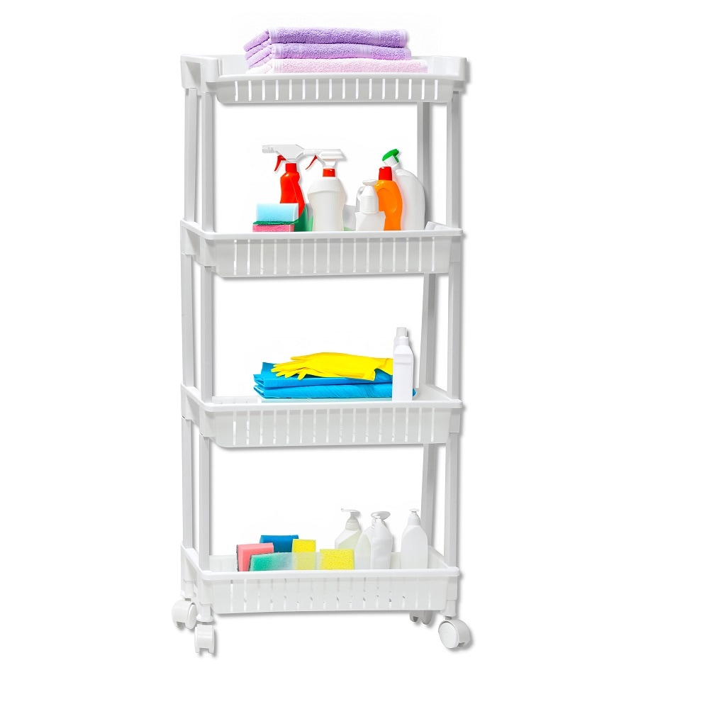 Trademark Innovations STRGE-4TIER White 4 -Tier Freestanding Bathroom Shelf ( 18.8-in x 35-in x 7.8-in )