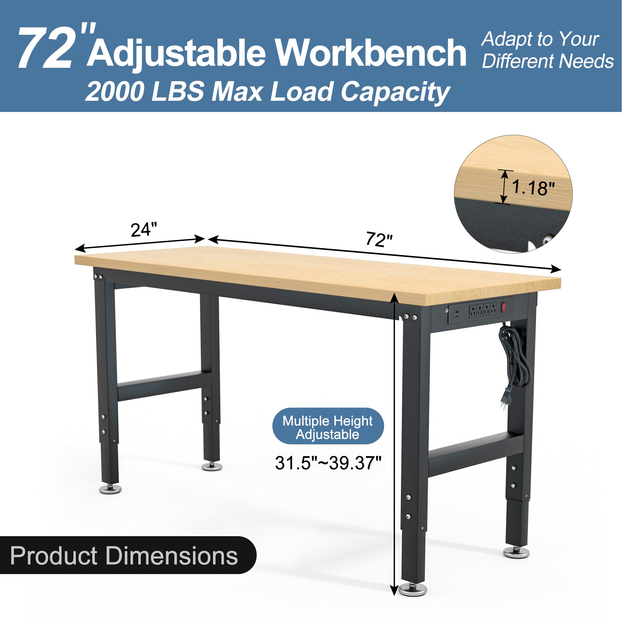 Wrightmaster 71.97-in L x 31.1-in H Wood and Black Wood Adjustable ...
