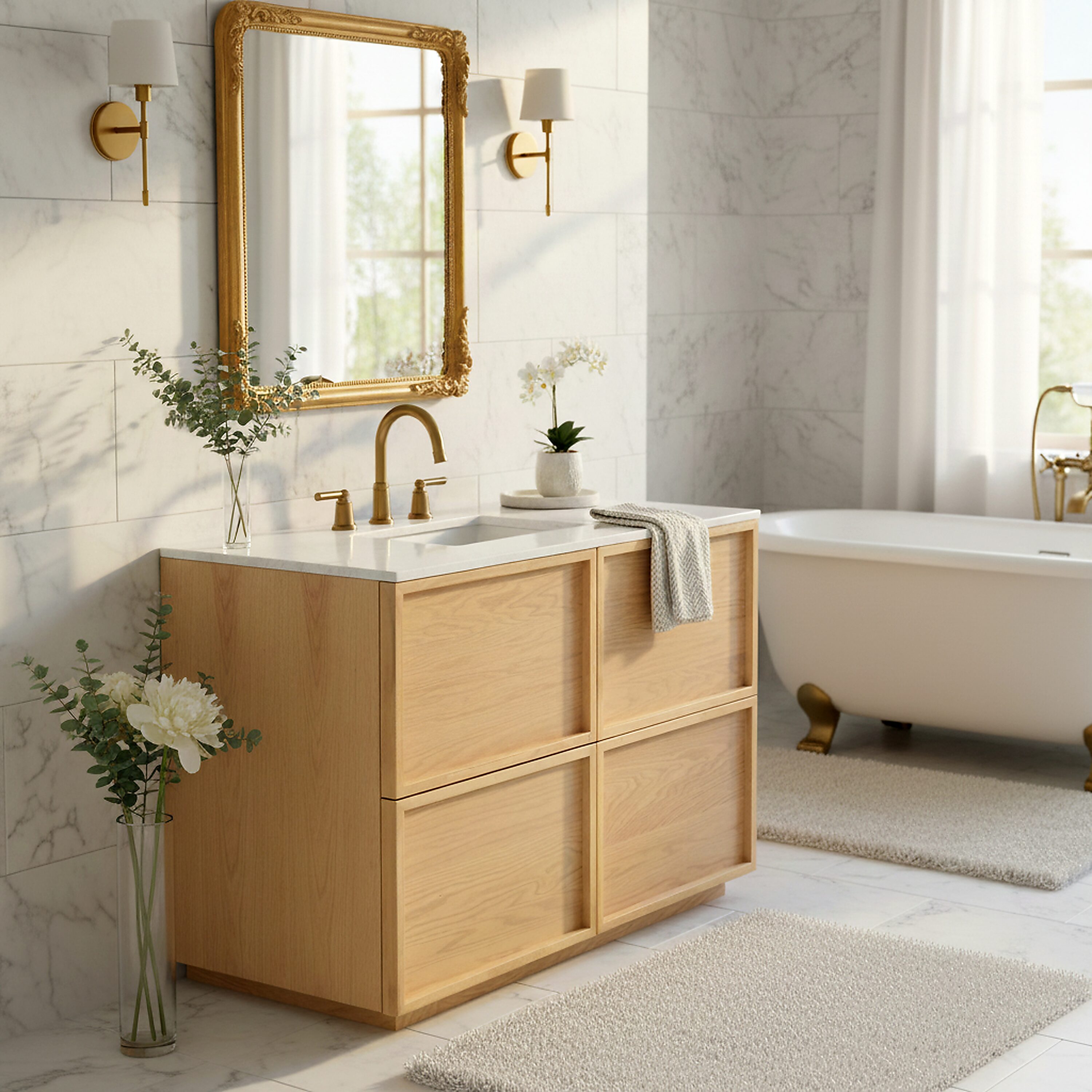 Safavieh  Zeus 48 inch Single Vanity/Natural/White