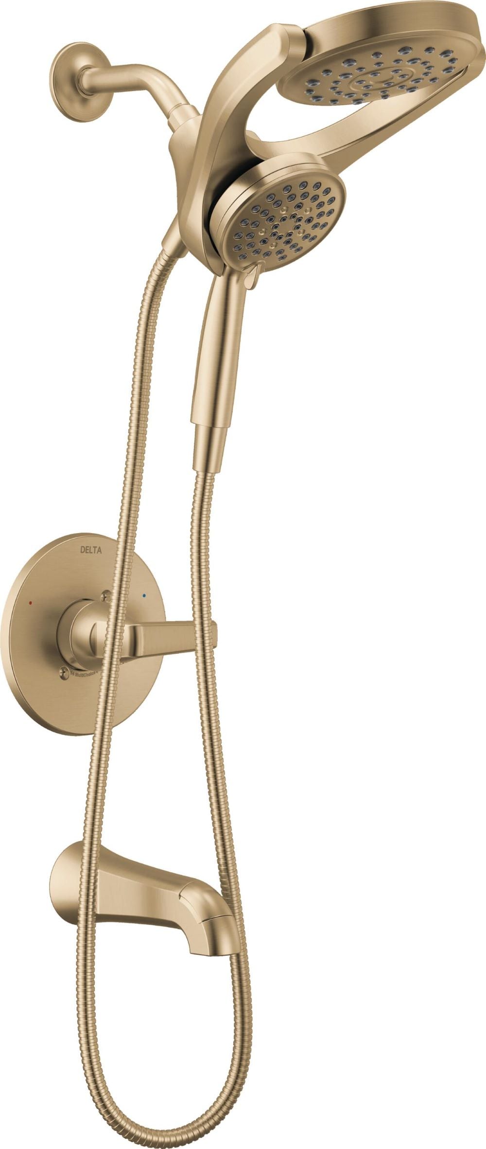 Delta 144832-CZ-HR Sparrow Champagne Bronze 1-handle Multi-head 7.88-in Round Bathtub and shower Faucet with Valve