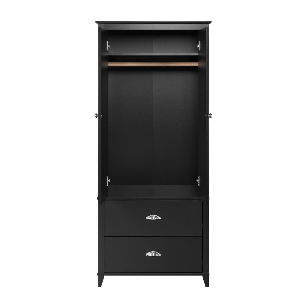 Prepac Yaletown Black Armoire, 2 Doors, 2 Drawers, Transitional Style ...