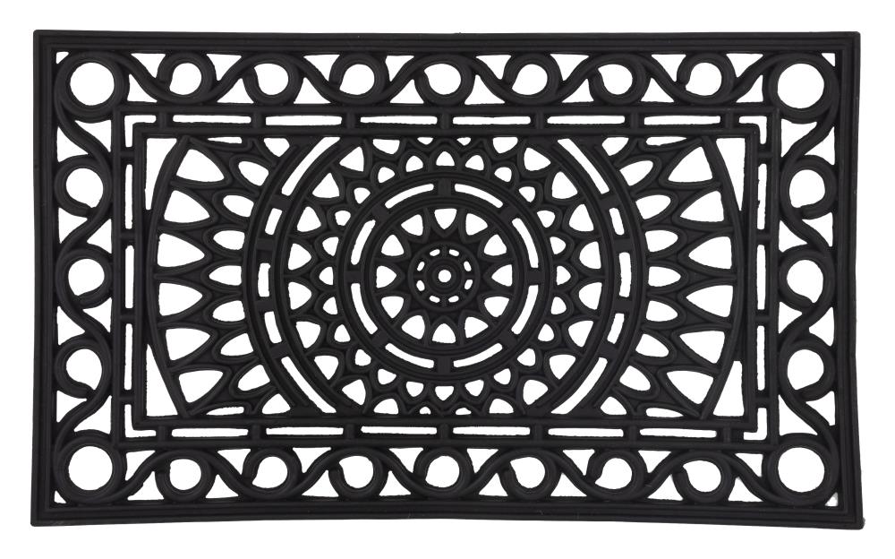 Amerihome 24 in. x 48 in. Decorative Scrollwork Indoor/Outdoor Entryway Rubber Door Mat