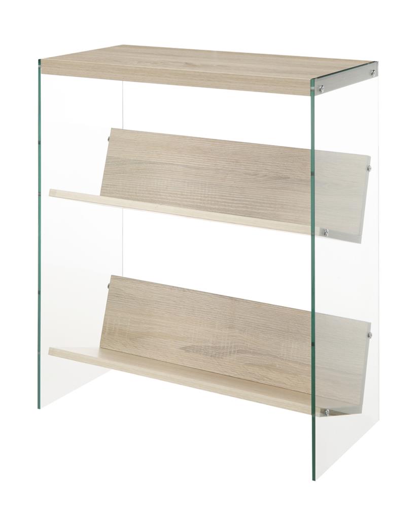 Convenience Concepts 131559WW Soho Weathered White Glass 3 -Shelf Bookcase ( 24.5-Inches W x 27.75-Inches H x 12-Inches D ) Light