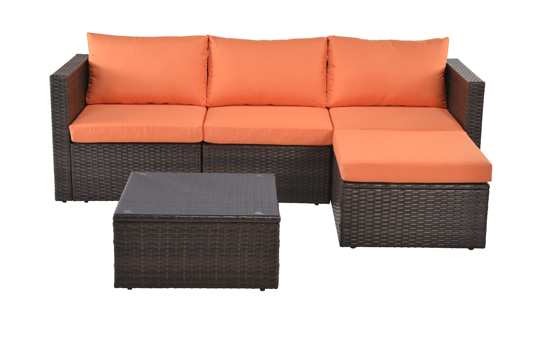 Saint Birch SBDYTA01BOR Carrington Wicker Outdoor Sectional with Orange Cushions and Aluminum Frame