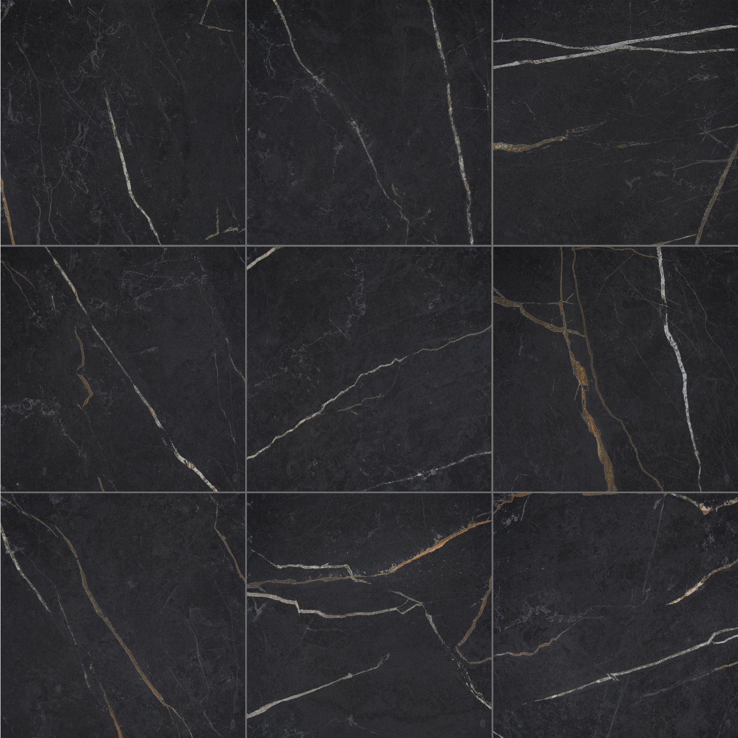 Perpetuo Infinite Black 24-in x 24-in Polished Porcelain Marble look Floor and Wall Tile ( 15.2-sq ft Carton )