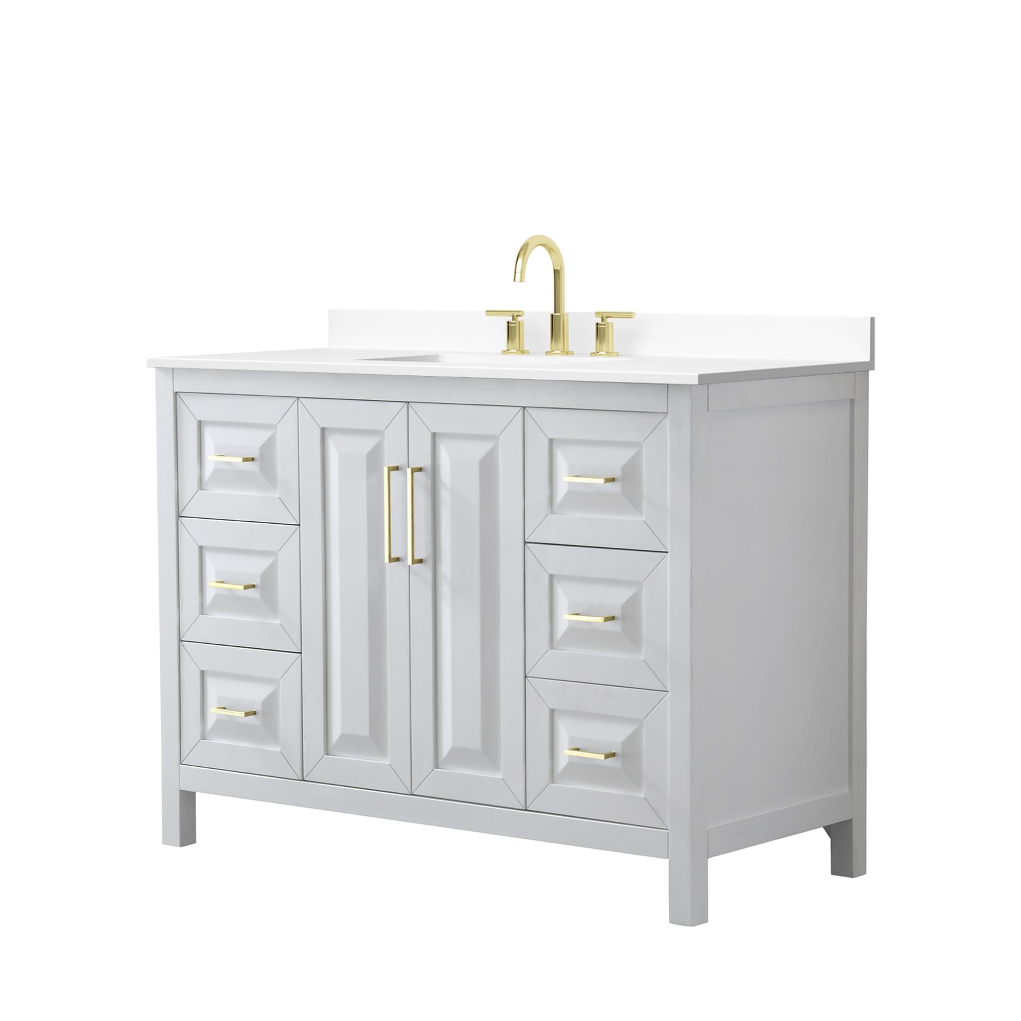 Wyndham Collection - Daria 48-in White with Brushed Gold Trim Undermount Single Sink Bathroom Van...
