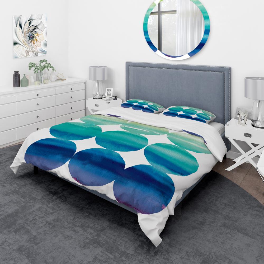 Designart BED31133-Q 3 -Piece Blue Queen Duvet cover Set