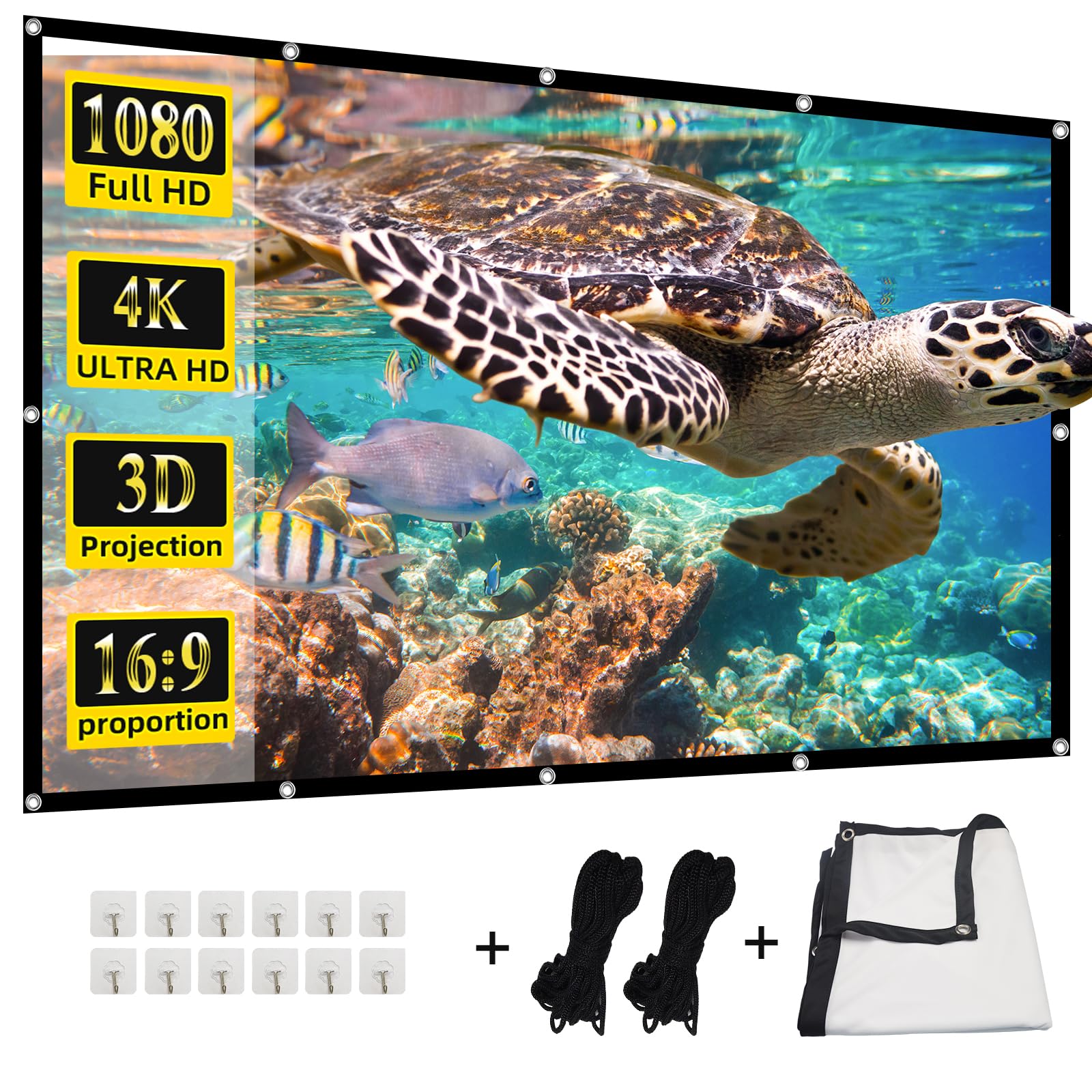 Adrinfly  Projector Screen 4K 16 9 HD Rear Front Projectors Screen Foldable Projection Screen Double Sided Portable Outdoor Indoor Projector