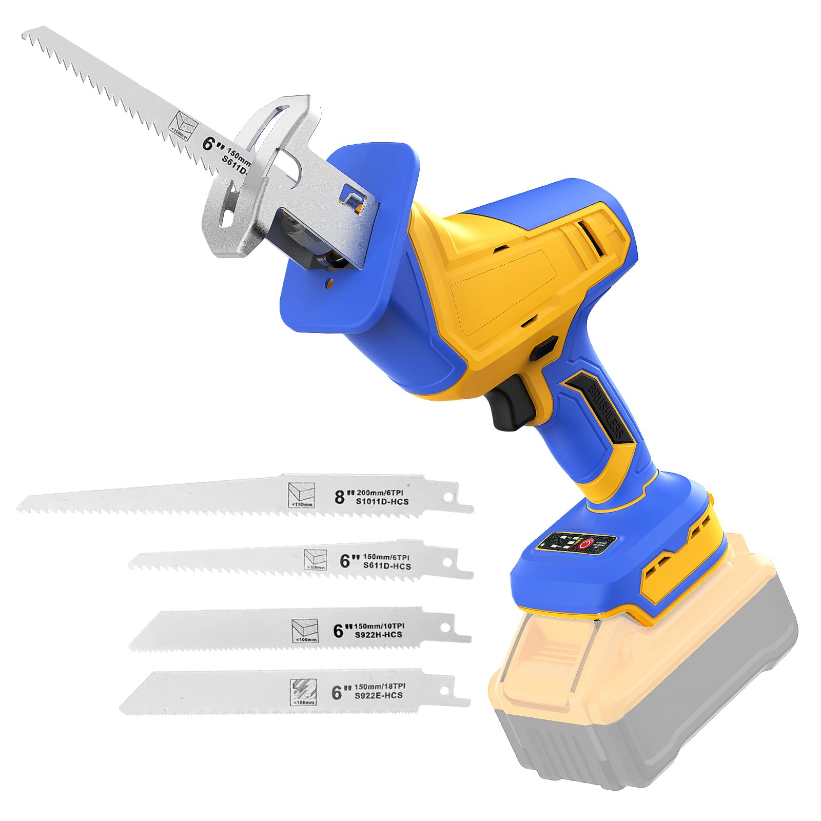 DYRCJ  Cordless Reciprocating Saw Compatible with Dewalt 20V power cell Brushless Motor with Four Blades for Wood Metal PVC Cutting