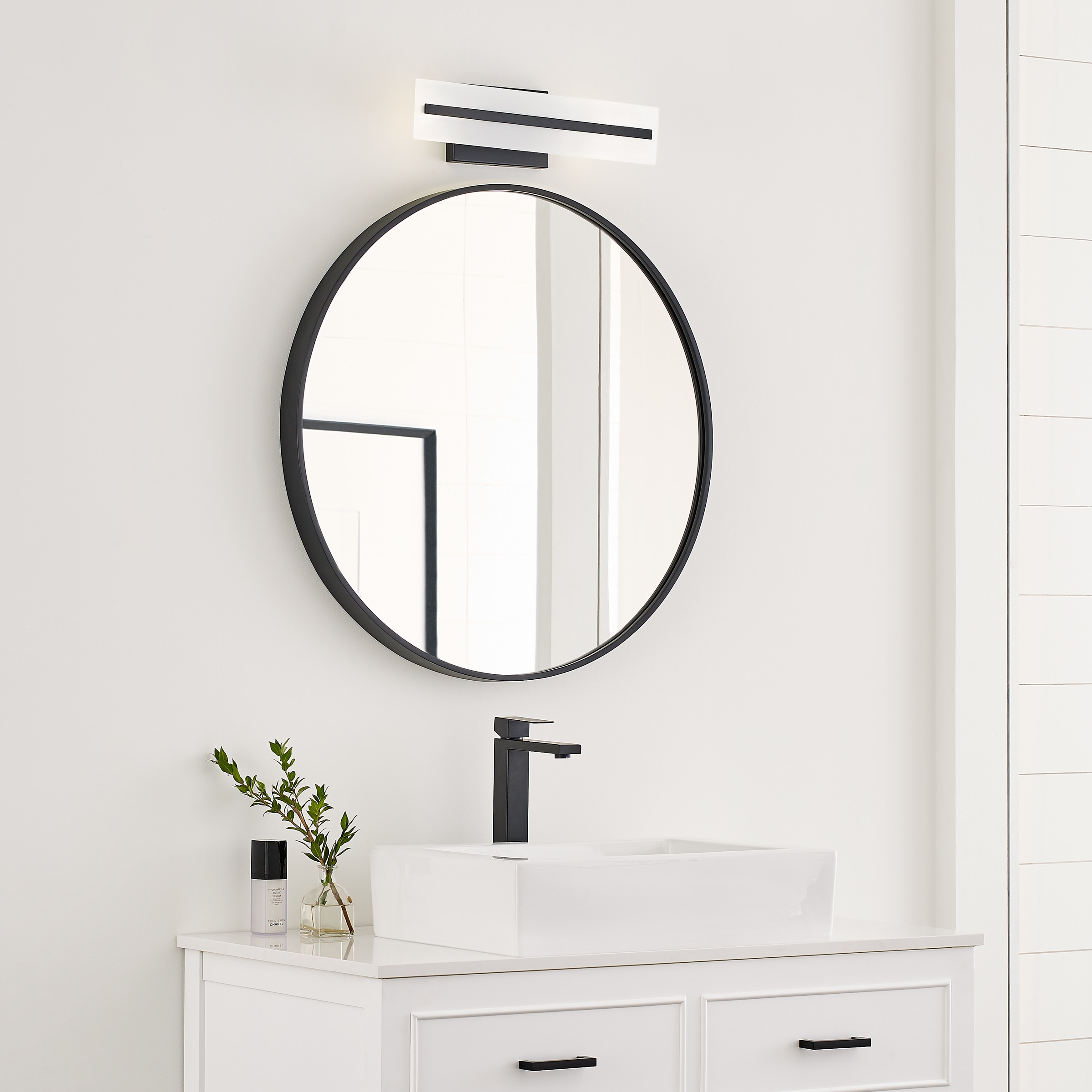 Dex Midnight Black 2-Light Bath Vanity with Satin Etched Glass