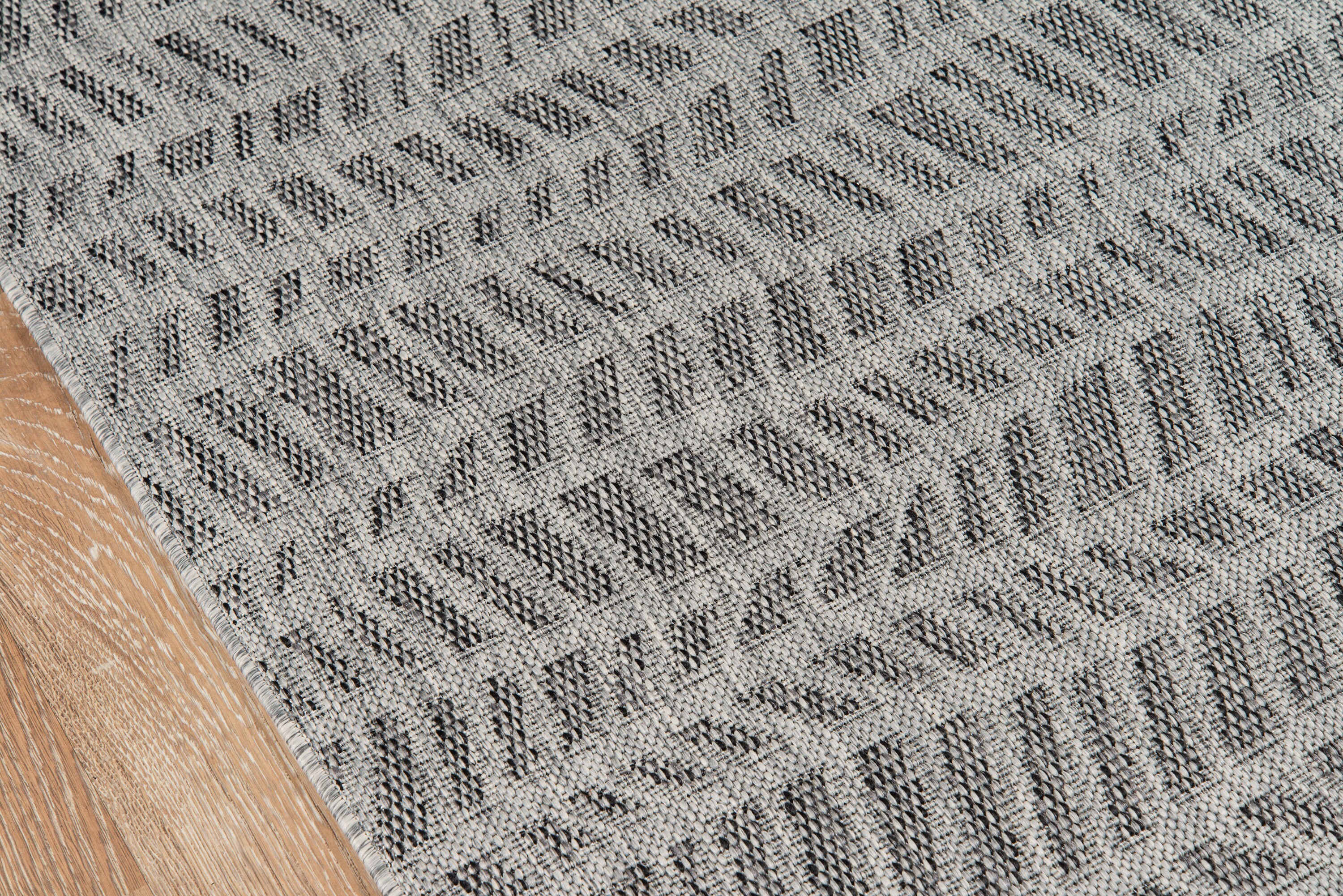 Geometric Charcoal Gray Easy-Care Polypropylene Area Rug