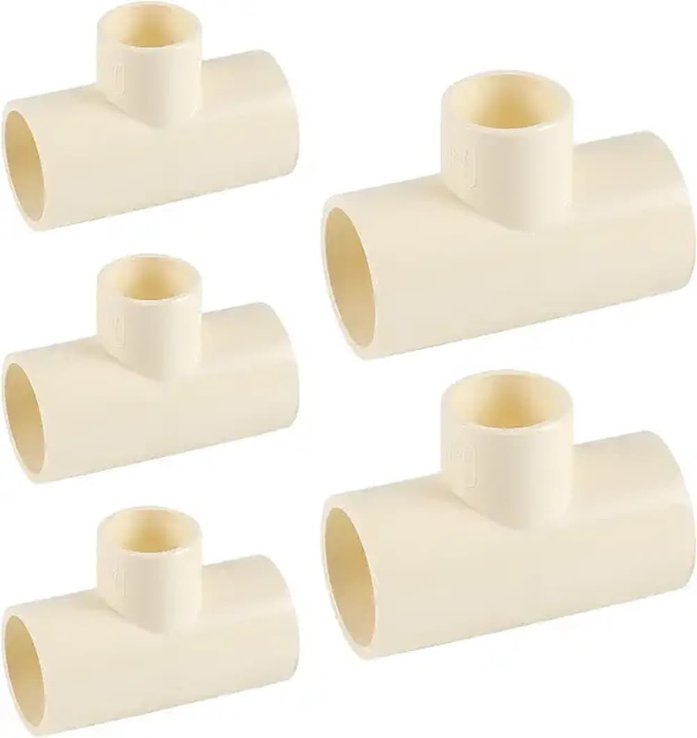 EFIELD  5-Pack 1 inch x1 inch x 3/4 inch CPVC CTS Tee Socket For Hot and Cold Water Applications