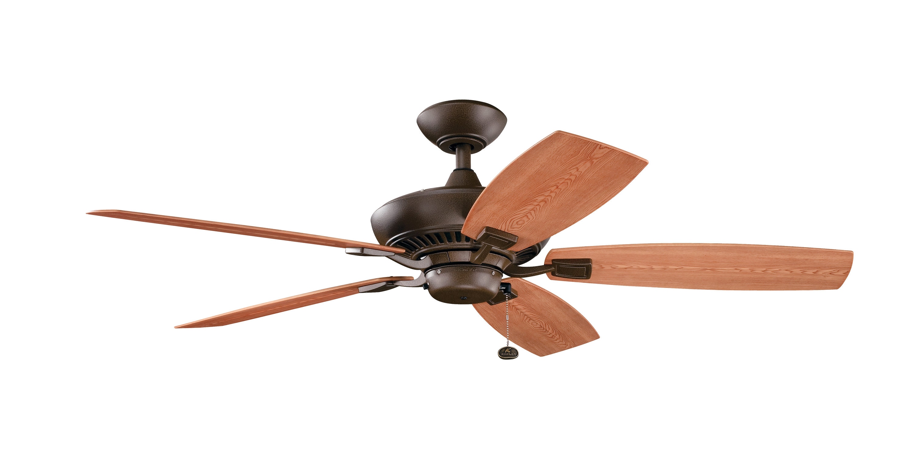 Kichler 310192TZP Canfield Patio 52-in Outdoor Tannery Bronze Powder Coat with Walnut/Cherry Blades Ceiling Fan Light Kit Compatible ( 5 -Blade )