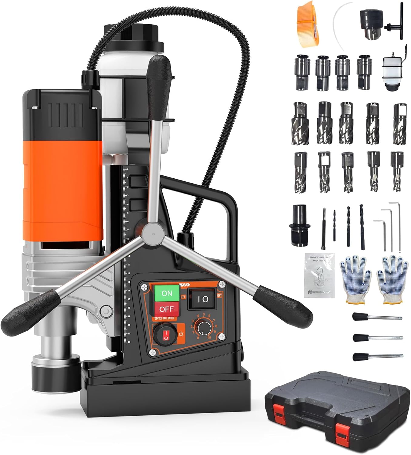 GAOMON 1850W Heavy Duty Magnetic Drill Press- 2 Inch Max Bore Size- 2922lbf Magnetic Force- 810RPM- Forward Reverse Tapping Function- Full Accessories with Storage Case #LSPPJOK-E6B93DGXMO