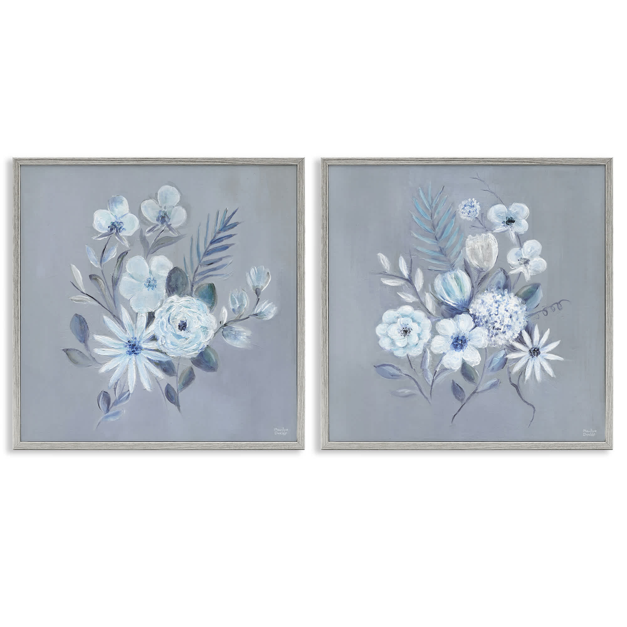 Stupell Industries B2-724-GFF-2PC-12X12 Delicate Flower Bunches 2pc Framed Giclee Set Design by Marilyn Dunlap