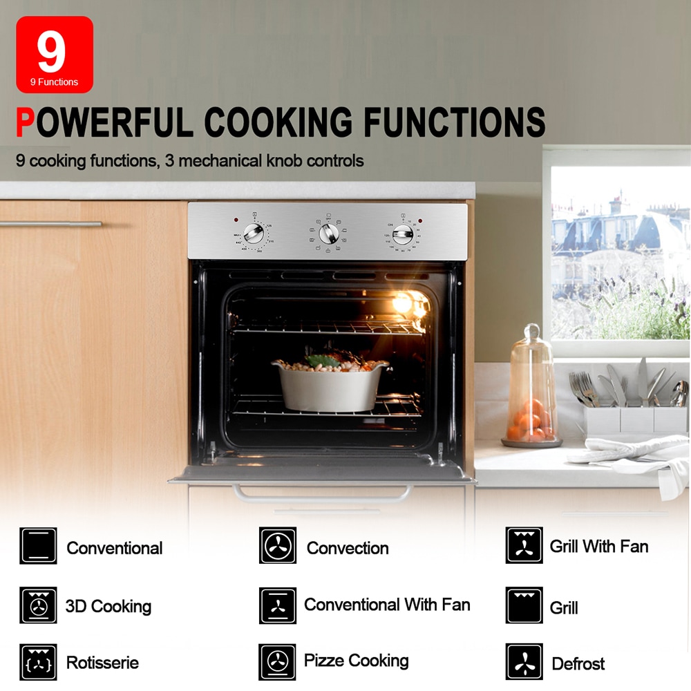 Cosmo 24-in Single Electric Wall Oven True Convection (Stainless Steel)