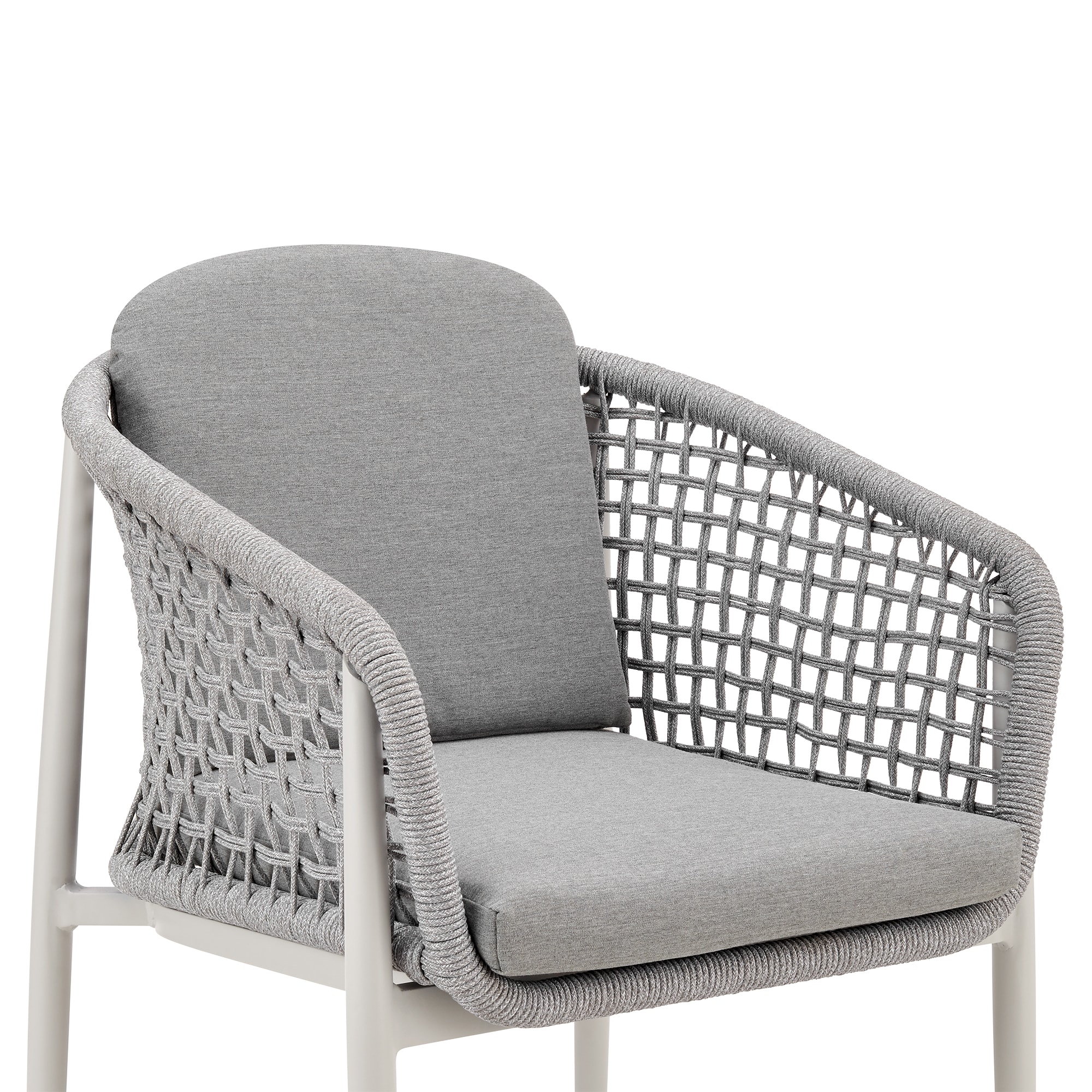 Rhodes Light Gray Aluminum Outdoor Dining Chair Set with Cushions