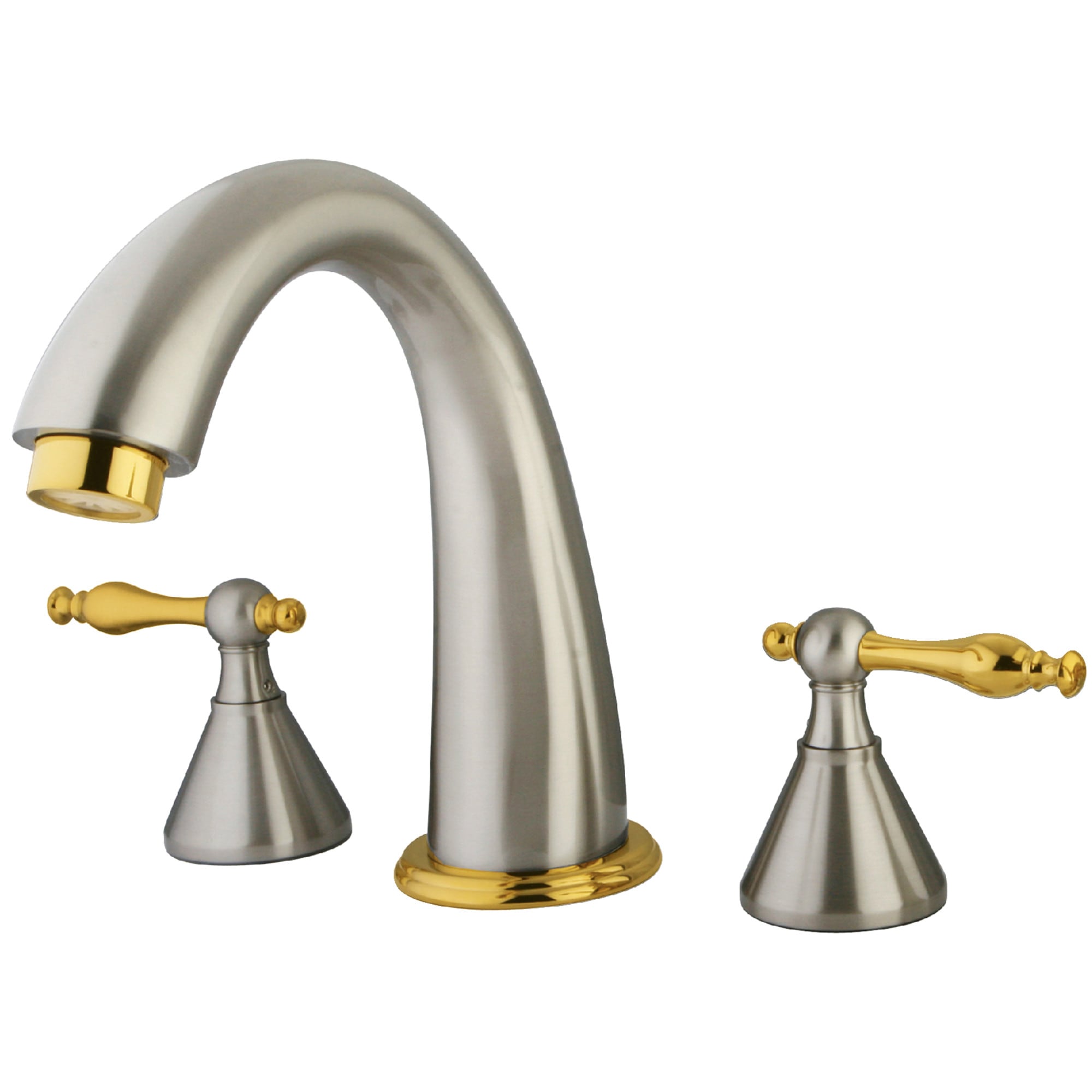Kingston Brass WLKS2369NL Naples Brushed nickel/polished brass 2-handle Deck-mount Roman High-arc Bathtub Faucet ( Valve Included )