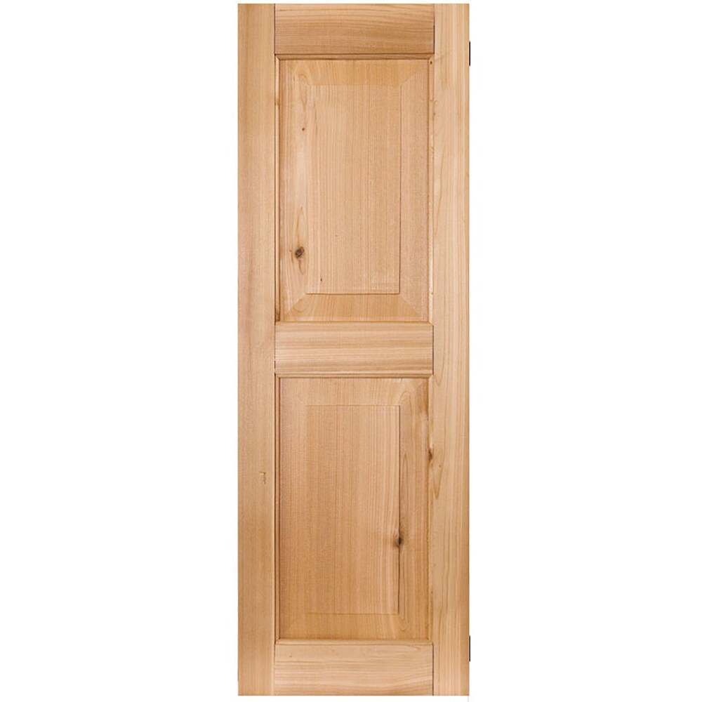 Ekena Millwork RWR18X069UNW 18-in W x 69-in H Unfinished Paintable/Stainable Raised Panel Wood Exterior Shutters (2-Pack)