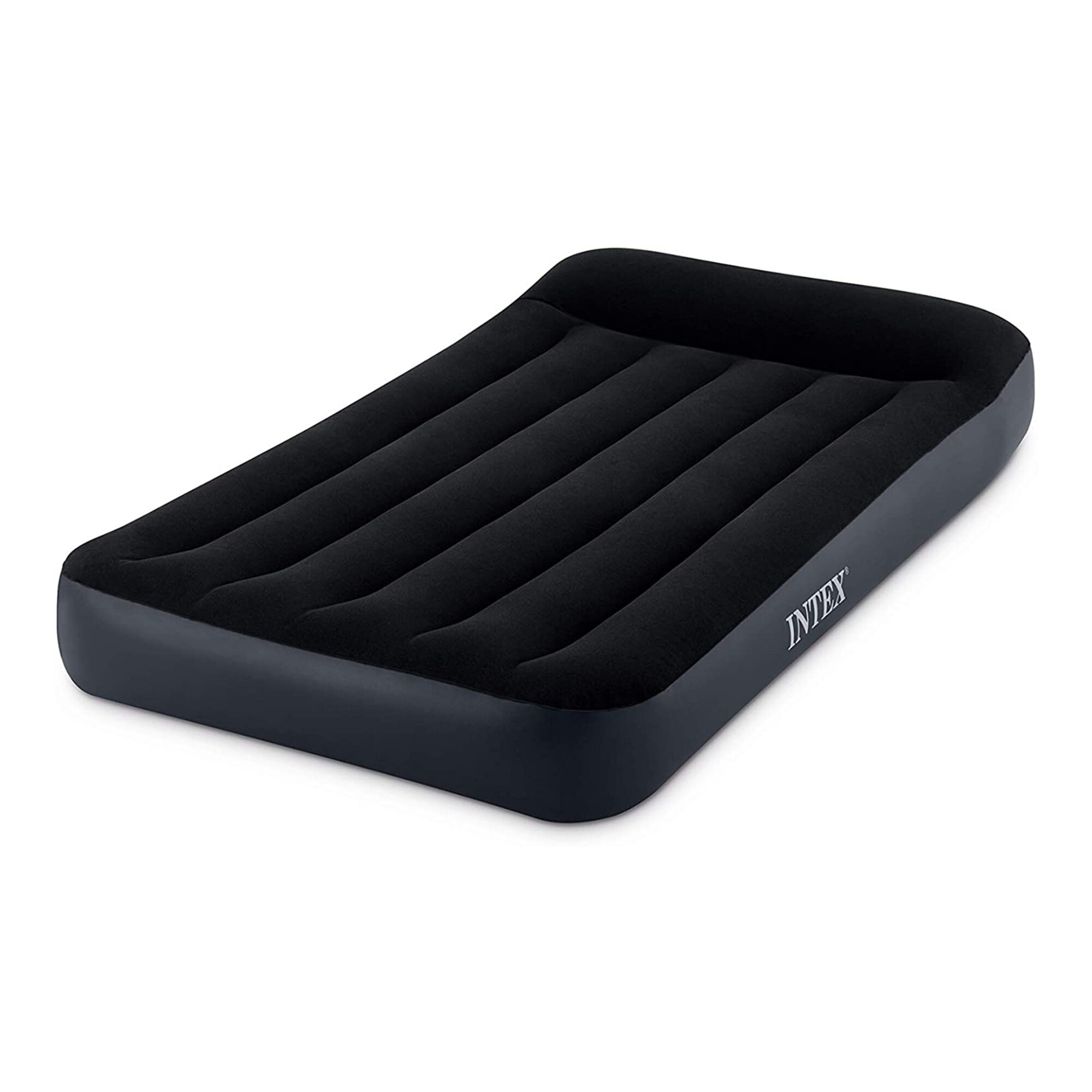 Intex Twin Blue Raised Air Mattress with Built-In Pump