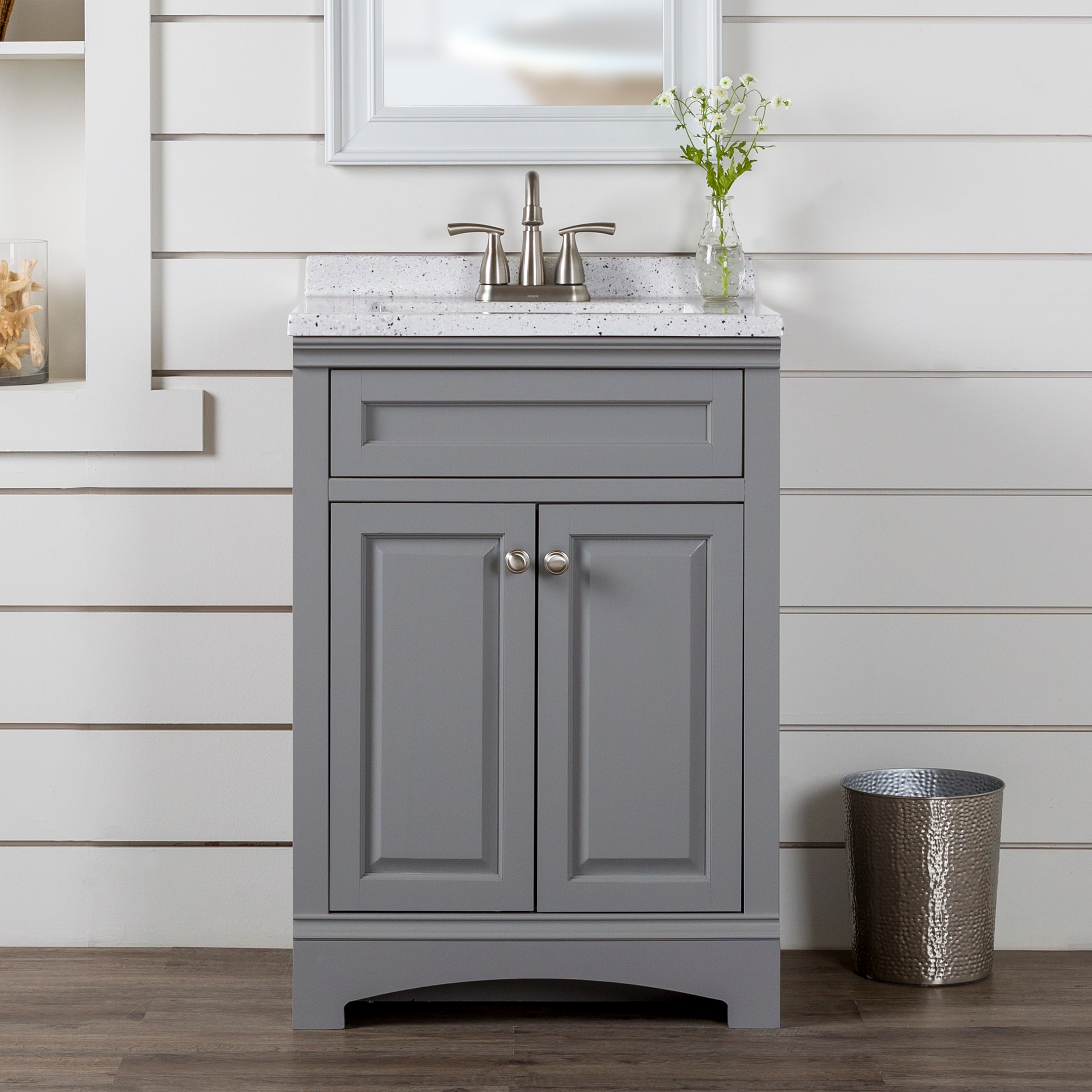 Diamond NOW Cassidy 30-in Deep Blue Single Sink Bathroom Vanity with White  Cultured Marble Top