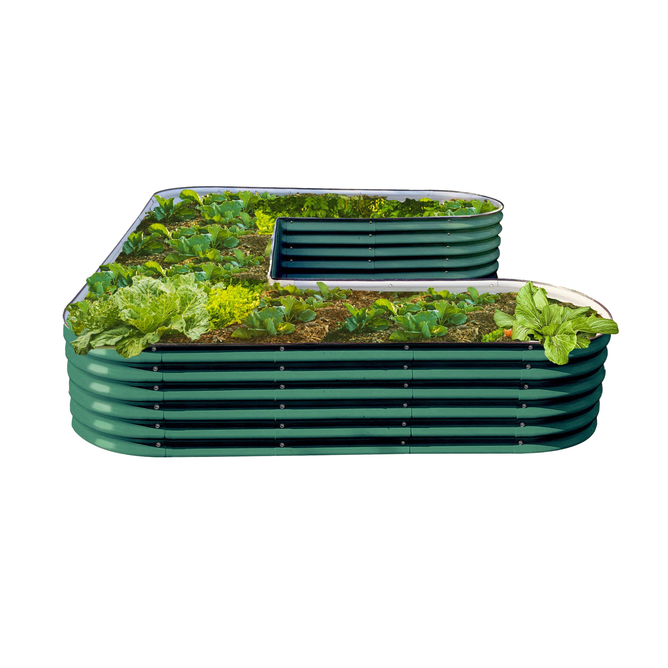 Vego Garden VBULG17BG 62-cu ft 84-in W x 102-in L x 17-in H British Green Galvanized Metal Raised Garden Bed