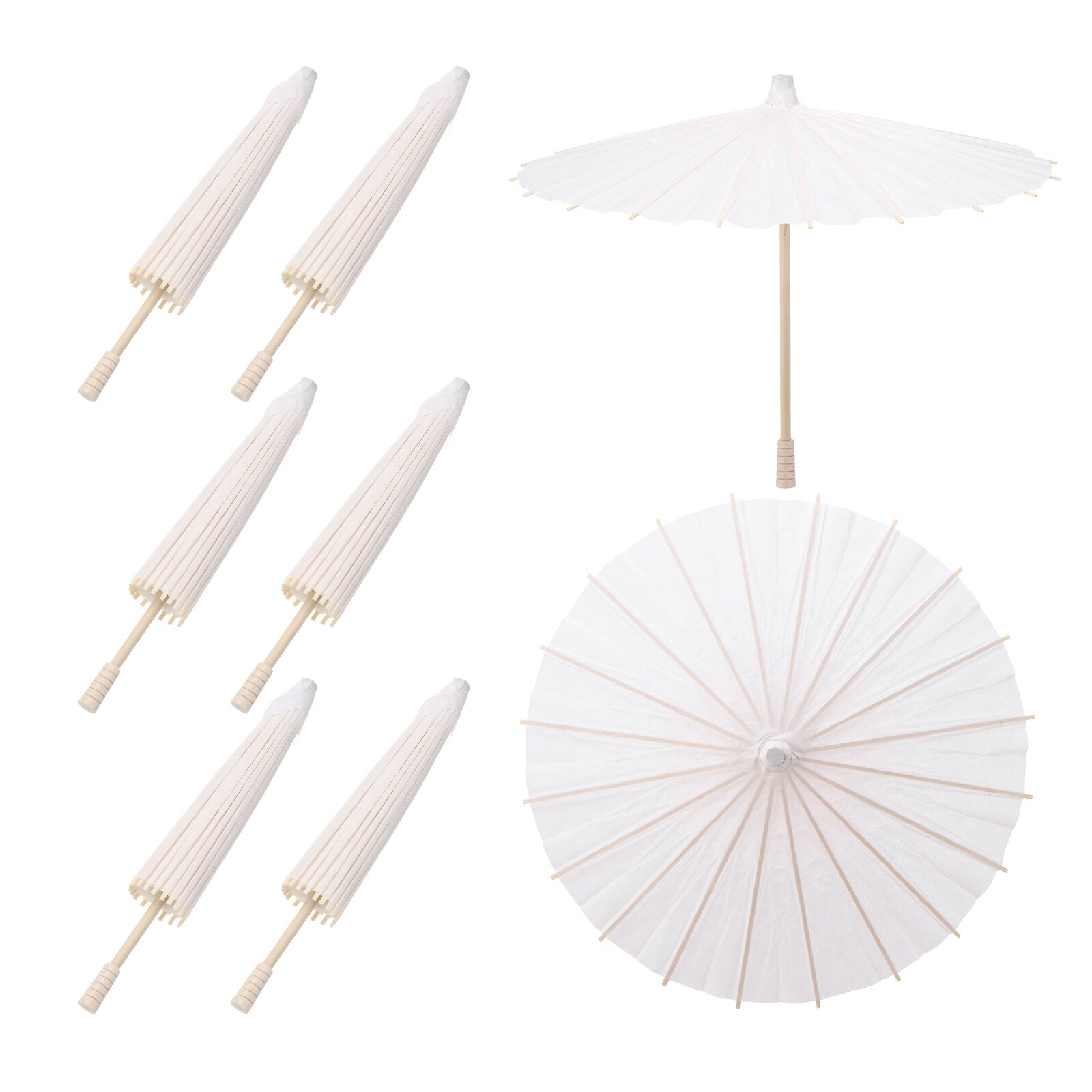 Unique Bargains 6pcs Paper Umbrellas 12inch Paper Parasol Umbrella DIY Oiled Paper Painting Umbrellas for Photography Props Craft Party Wedding Decoration White