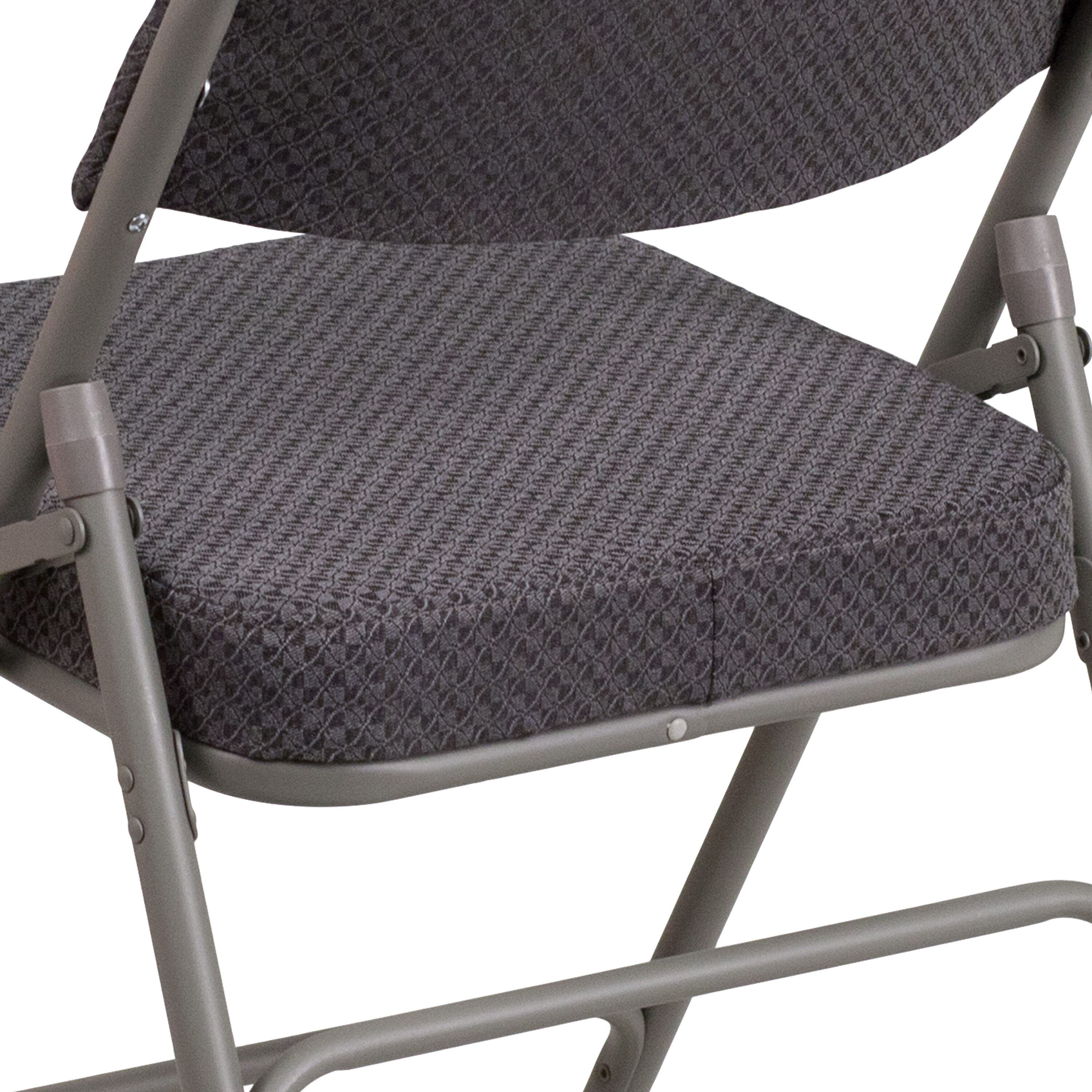 Ultra-Padded Gray Fabric Metal Folding Chair Set