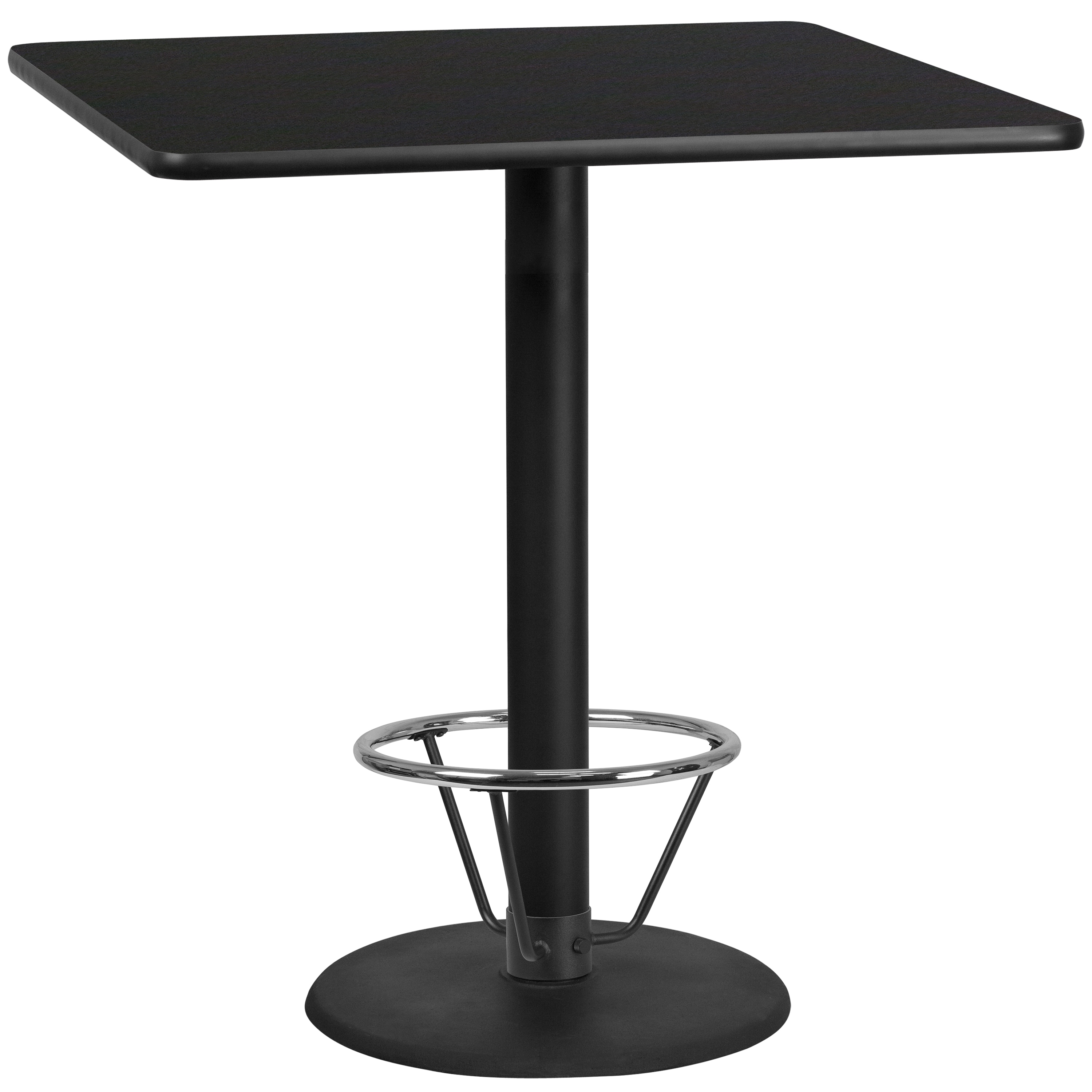 Flash Furniture 889142217800 Black Contemporary/Modern Bar Table, Wood veneer with Black Metal Pedestal Base 42-Inches L x 43.13-Inches H