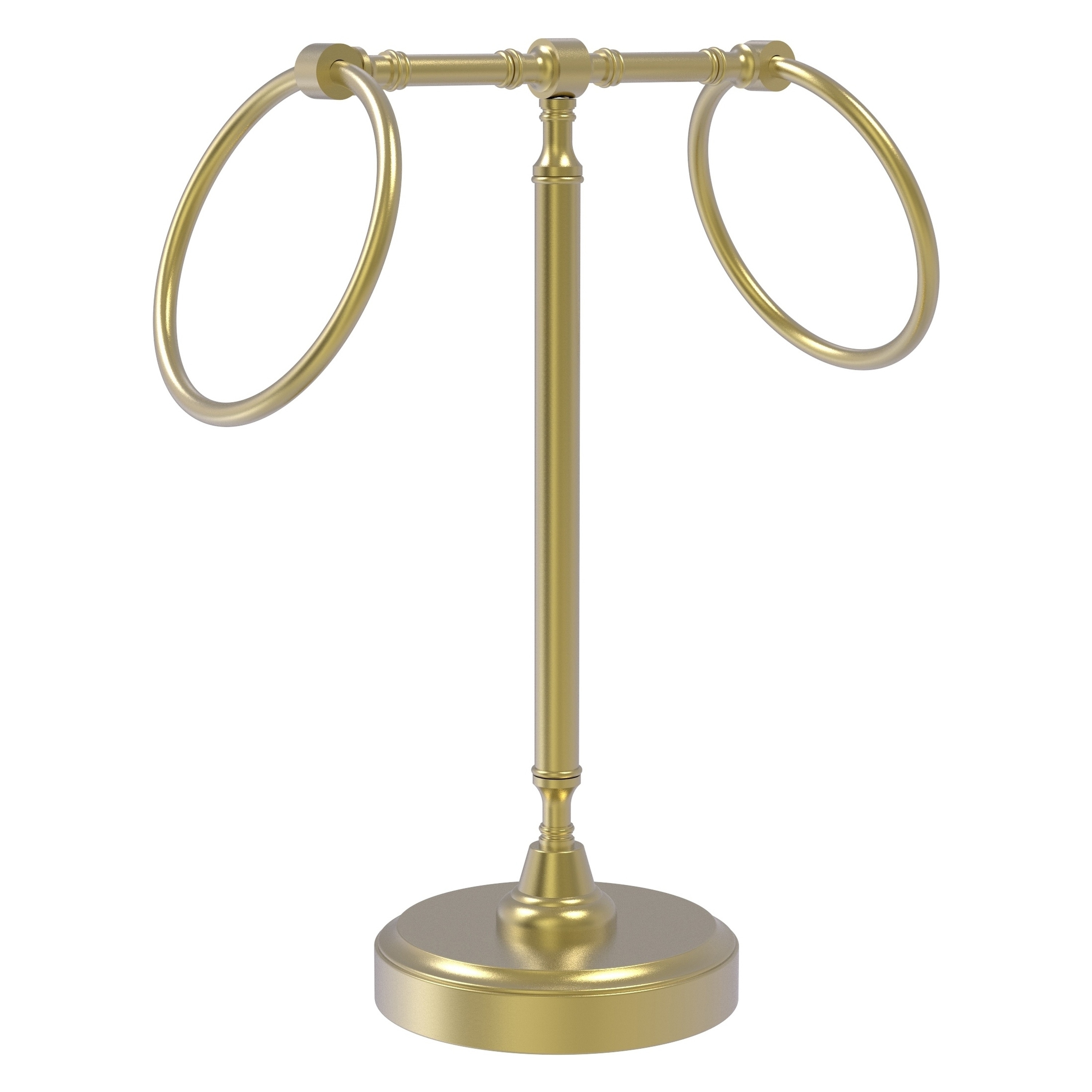Allied Brass RWM-3-SBR Retro Wave Satin Brass Freestanding countertop Double Towel Ring