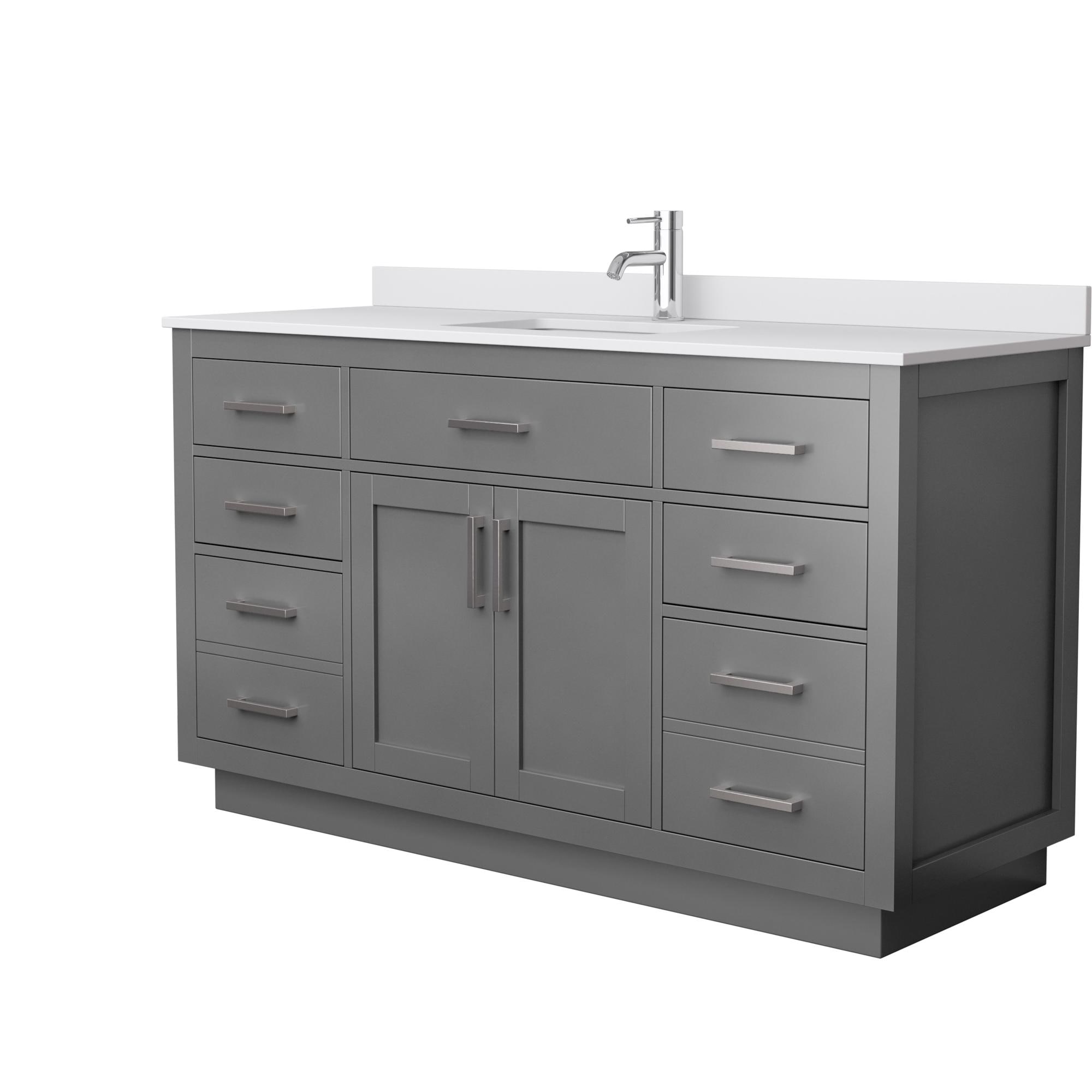 Wyndham Collection WCG262660SKGWCUNSMXX Beckett TK 60-in Dark Gray Undermount Single Sink Bathroom Vanity with White Cultured Marble Top