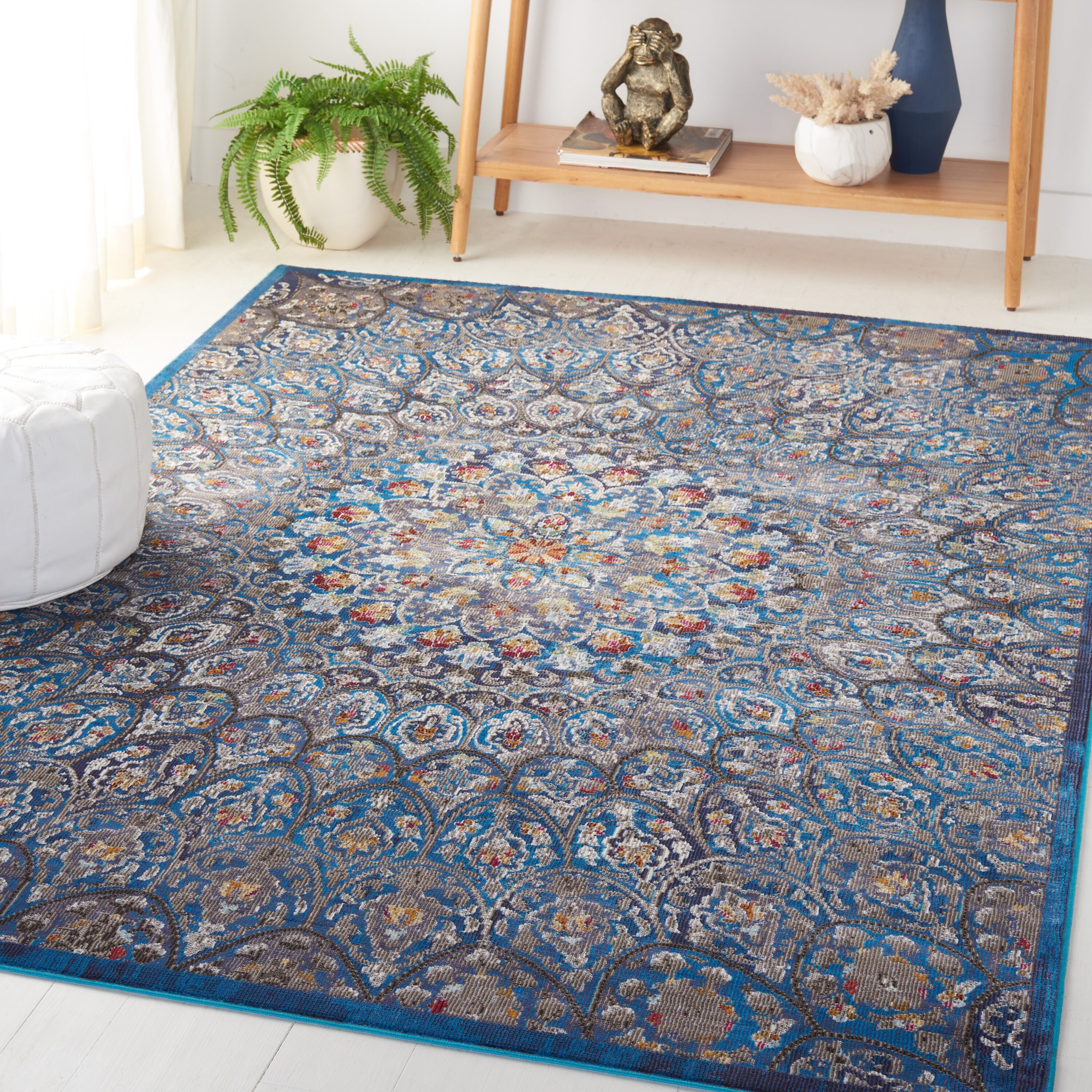 Aria 112N Navy/Gold 4ft x 6ft Small Rectangle Rug