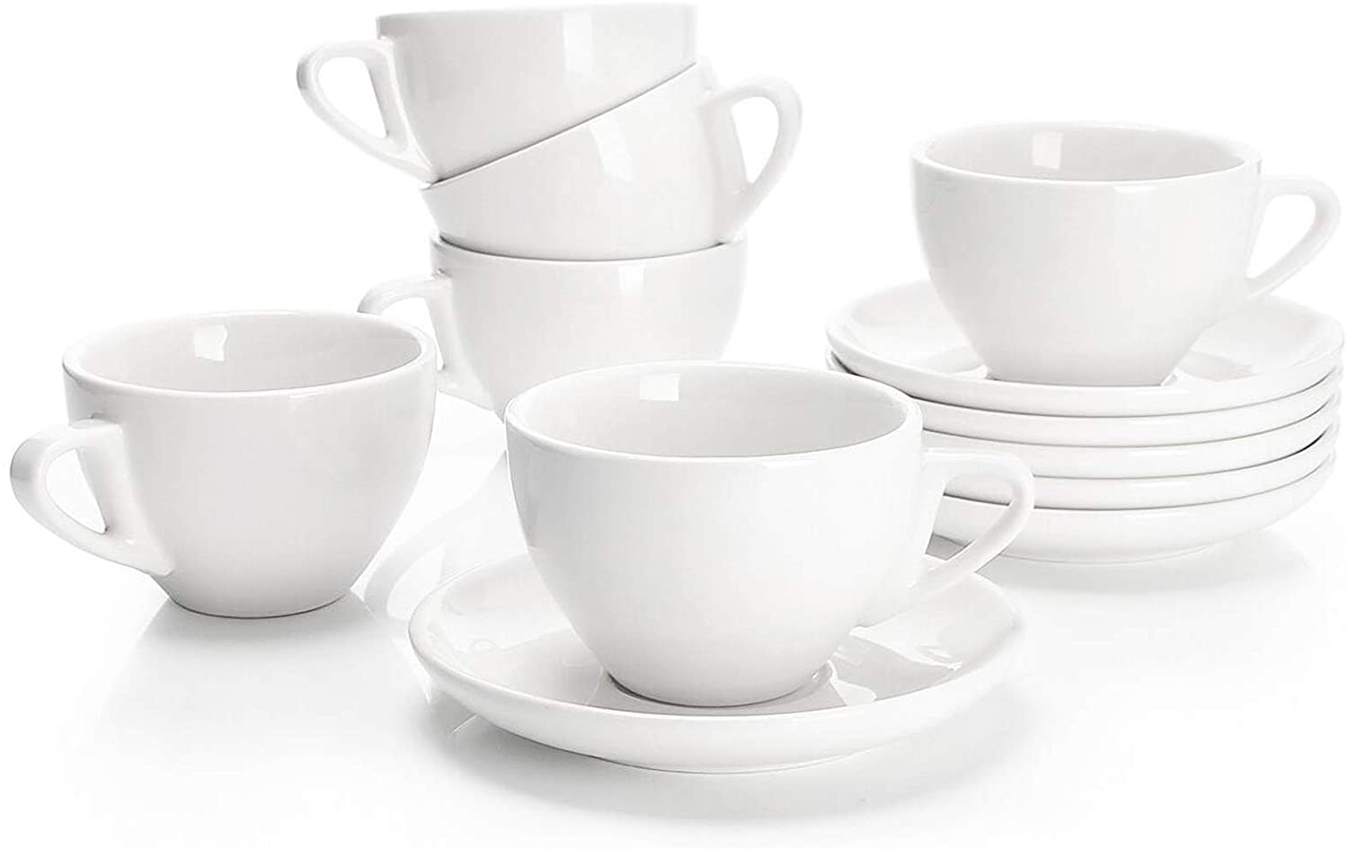 Kingrol 8 Ounces Cappuccino Cups with Saucers & Spoons, Porcelain Tea Cup  Set, Set of 6 Coffee Mugs …See more Kingrol 8 Ounces Cappuccino Cups with
