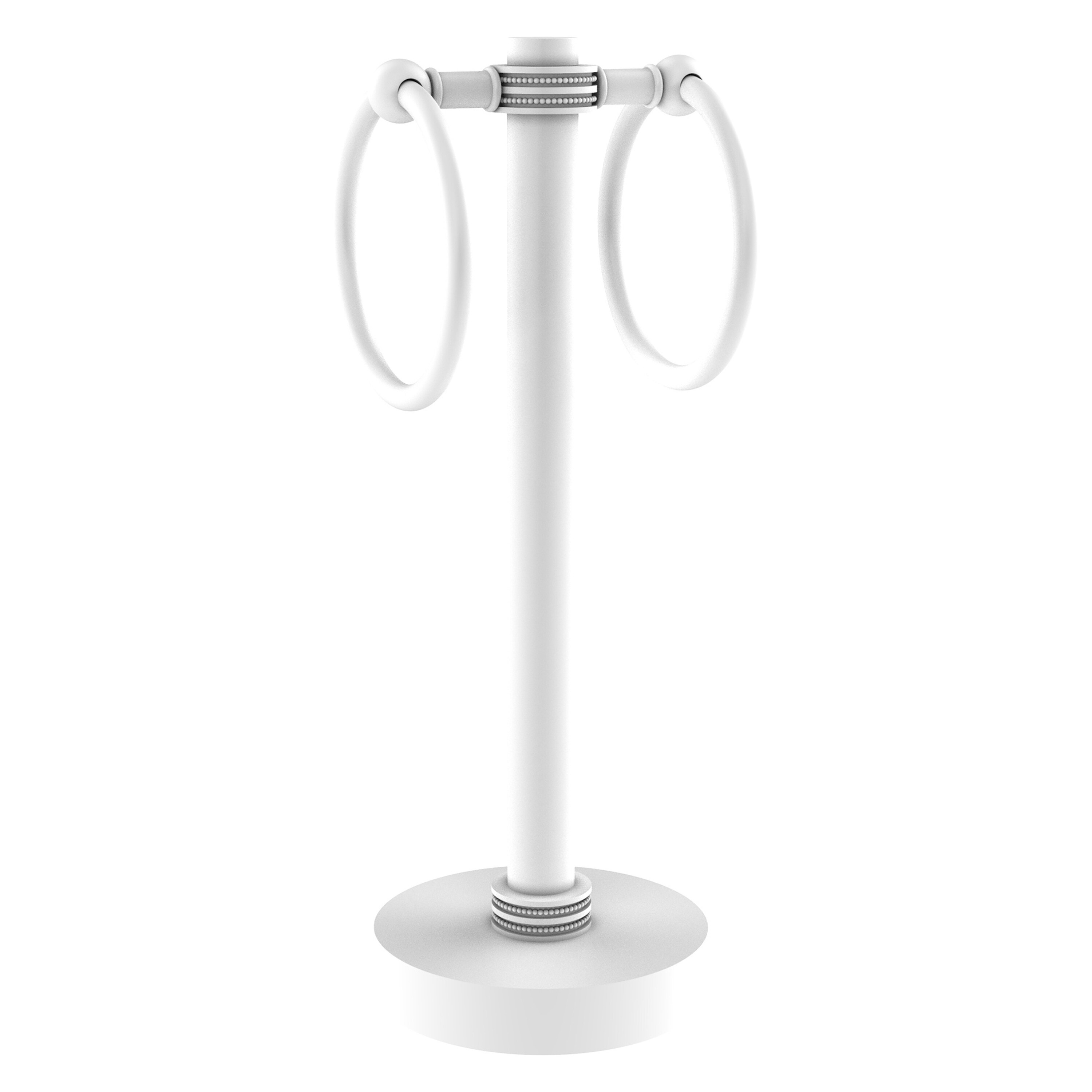 Allied Brass 953D-WHM Matte White Freestanding countertop Double Towel Ring