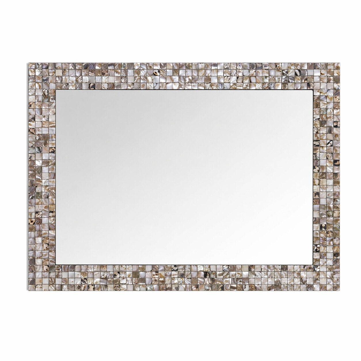 Aoibox  36 in H x 24 in W Cream Mosaic Framed Wall Mirror Coastal Decorative Mirror with Mother of Pearl Inlay