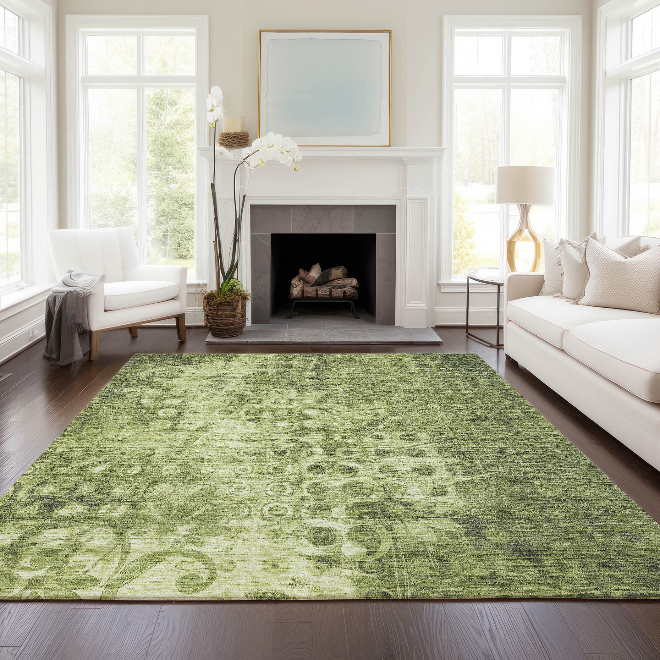 Addison Rugs ACN577OL3X5 Chantille ACN577OL 3 x 5 (ft) Polyester Olive Rectangular Indoor/Outdoor Geometric Machine washable Area rug