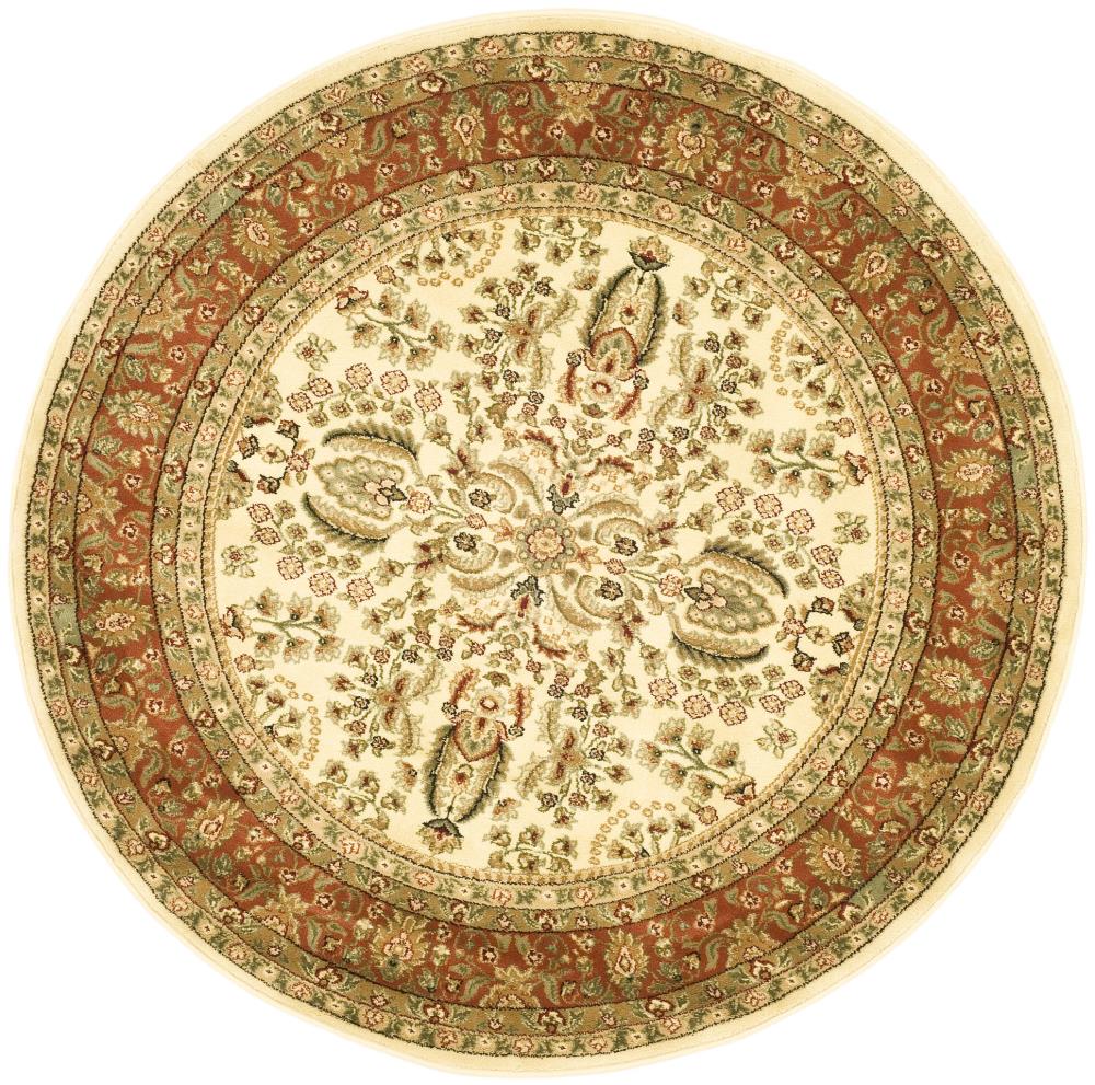 Safavieh LNH214R-8R Lyndhurst Isphahan 8 x 8 (ft) Loomed Polypropylene Ivory/Rust Round Indoor Floral/Botanical Oriental Area rug