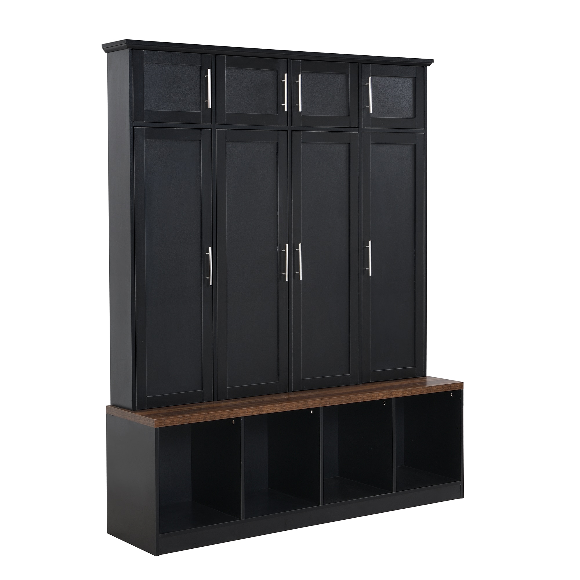 Flynama SH00024B Modern 59.1-in Black Wood Hall Tree