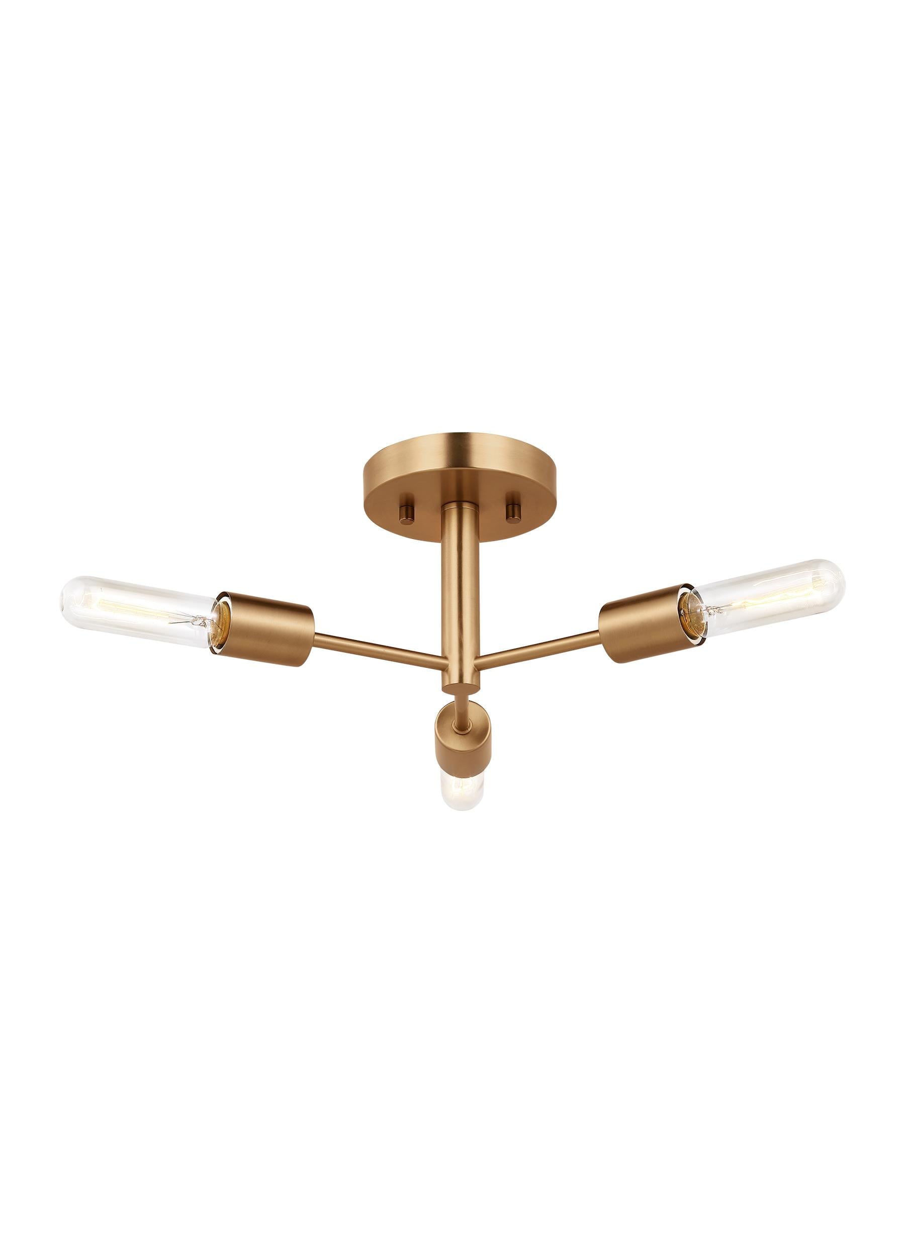 Axis 24" Satin Brass 3-Light Semi-Flush Mount