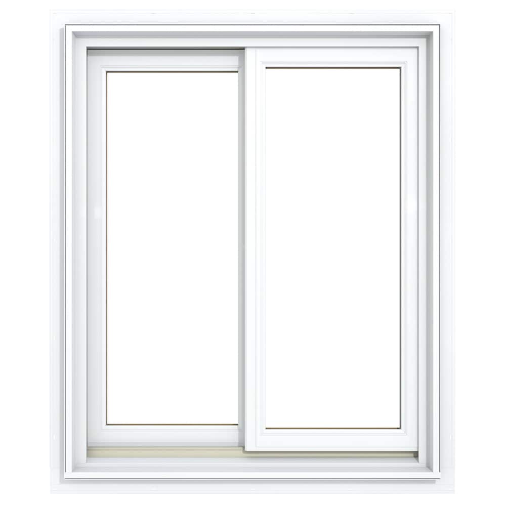 JELD-WEN LOWOLJW140500097 W-5500 Brilliant White Exterior Natural Unfinished Pine Interior Left/Right Handed Aluminum-clad Sliding Window Annealed Glass (Full Screen Included)