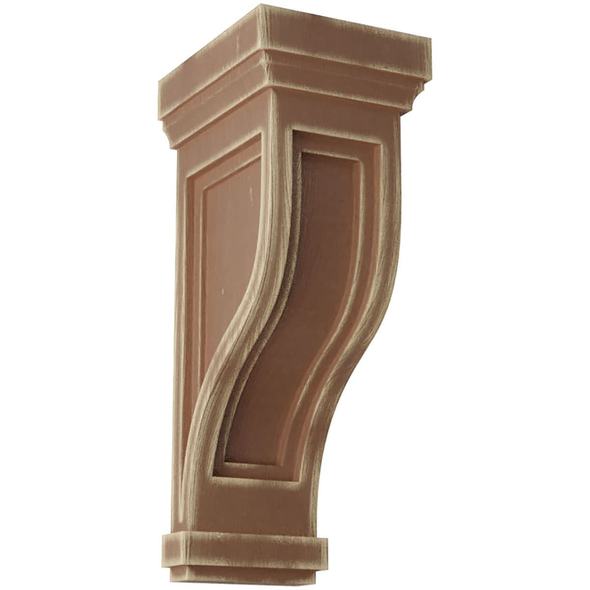 Ekena Millwork CORWD06X06X14TRBR 6.5-in x 6.5-in x 14-in Vintage Decor Finished Rubberwood Wood Paintable/Stainable Corbel