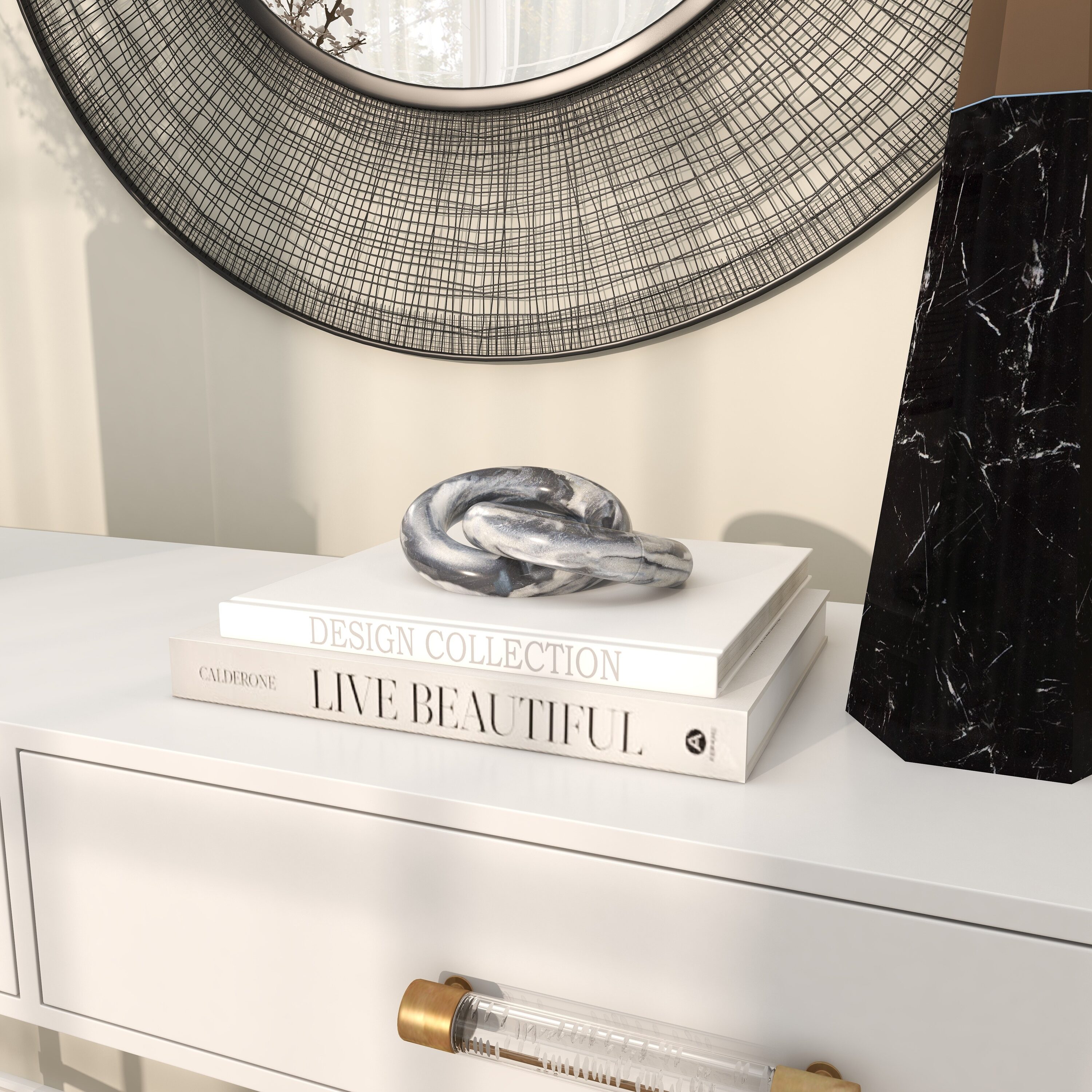 Grayson Lane 820285 Black Marble Modern Sculpture