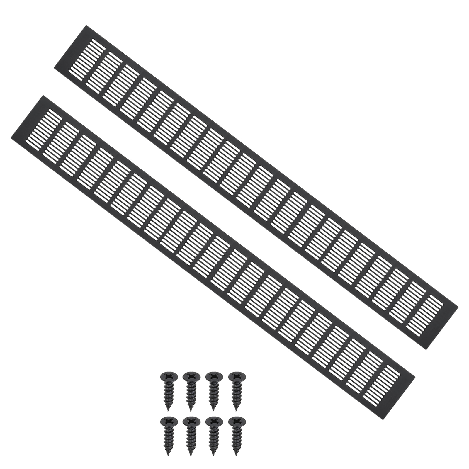 PATIKIL 31.5 x 4inch Door Air Vent Cover 2pcs Aluminum Grille Ventilation Cover Louvered with Mounting Screws for Cabinet Wardrobe Door Black