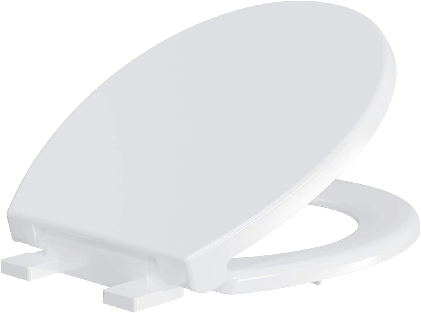 Quick Release 17 Inch White Flat Front Toilet Seat Round Soft Close Quick Install