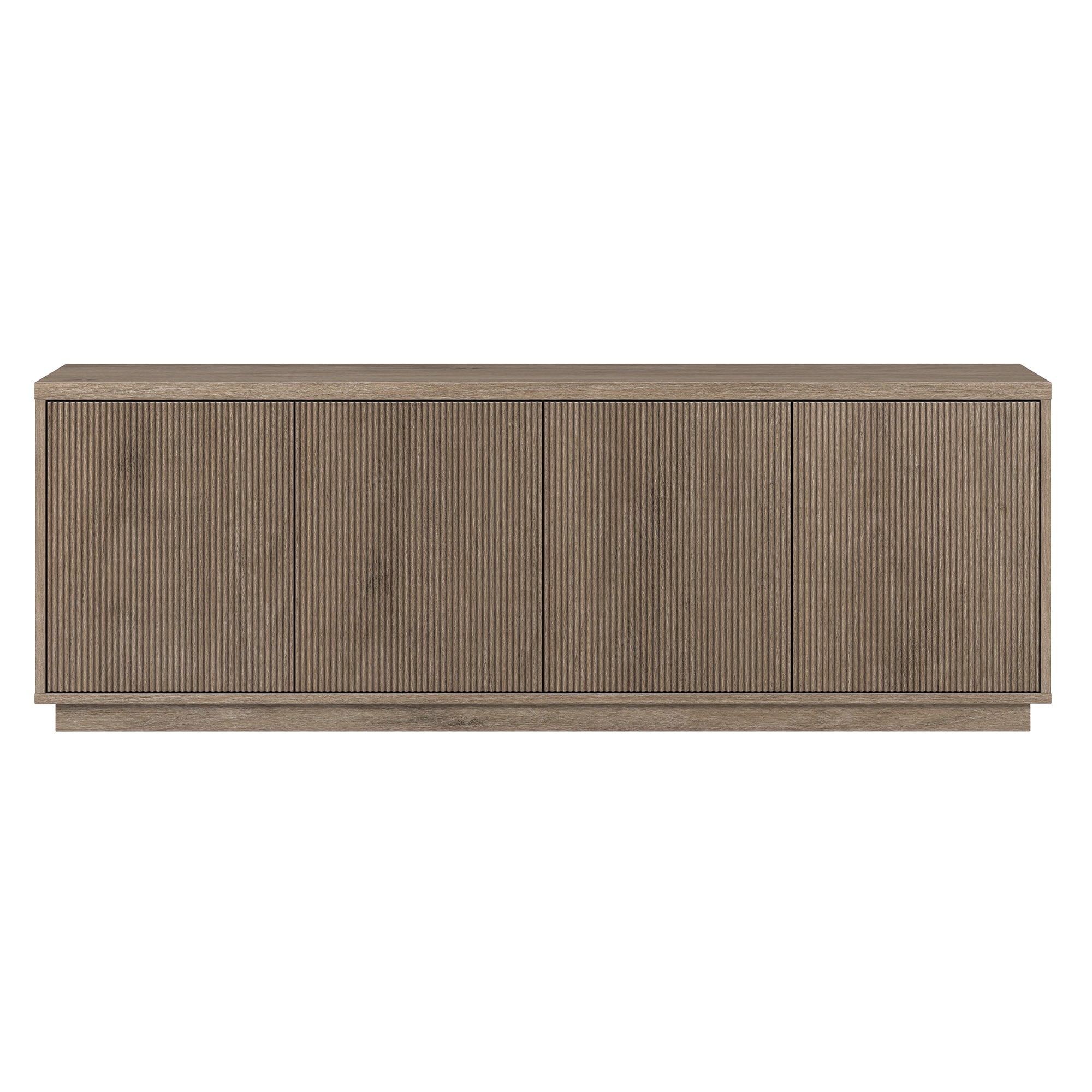 Antiqued Gray Oak Rectangular TV Stand with Cabinet for TVs up to 75"