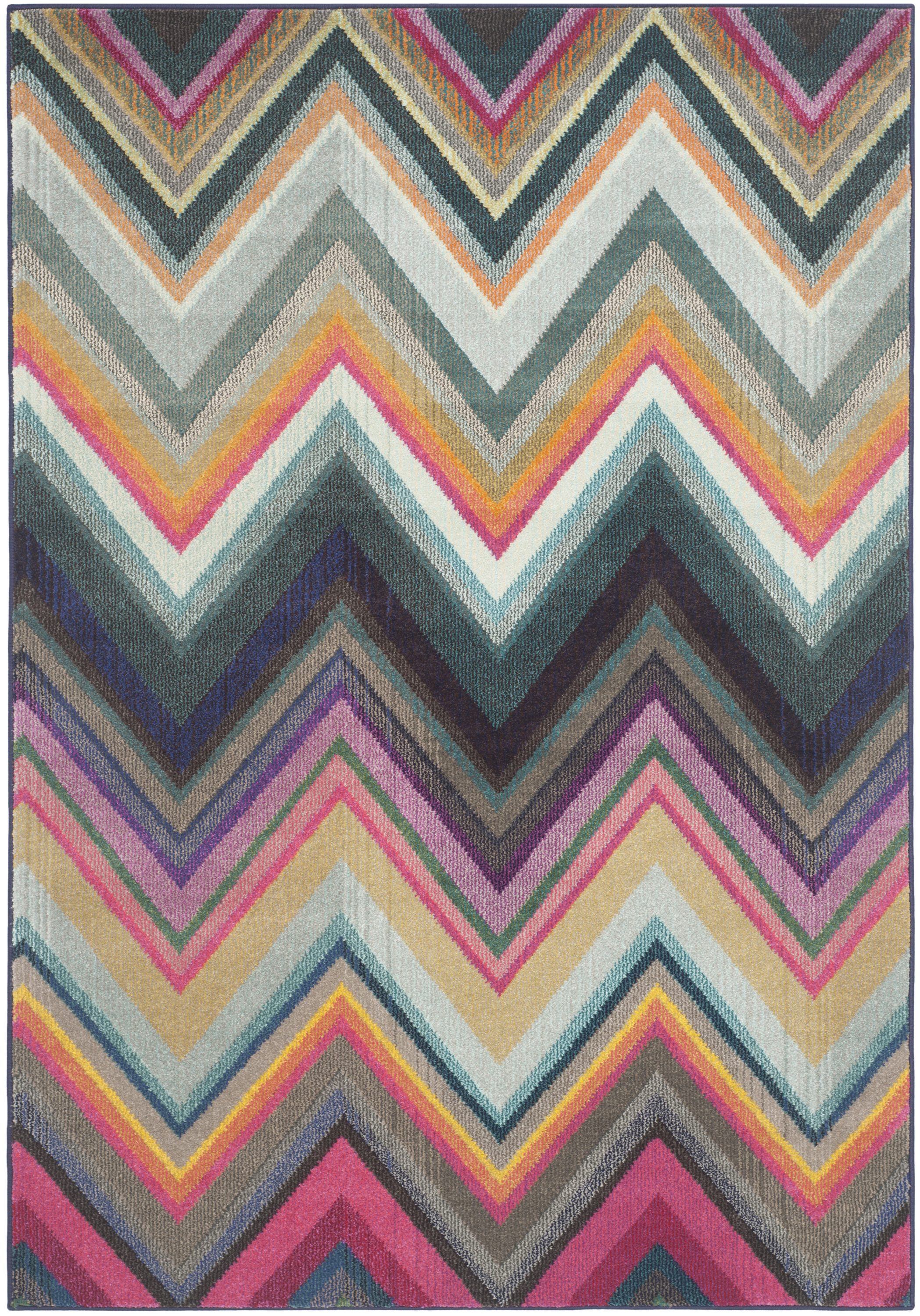 Safavieh MNC234F-5 Monaco Statica 5 x 8 (ft) Loomed Polypropylene Multi Rectangular Indoor Chevron Mid-Century Modern Area rug