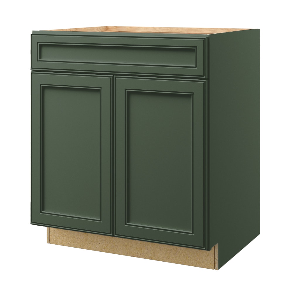 allen + roth Heathrow 30-in W x 34.5-in H x 24-in D Sage 3-Drawer Base Fully Assembled Cabinet (Recessed Panel Style)