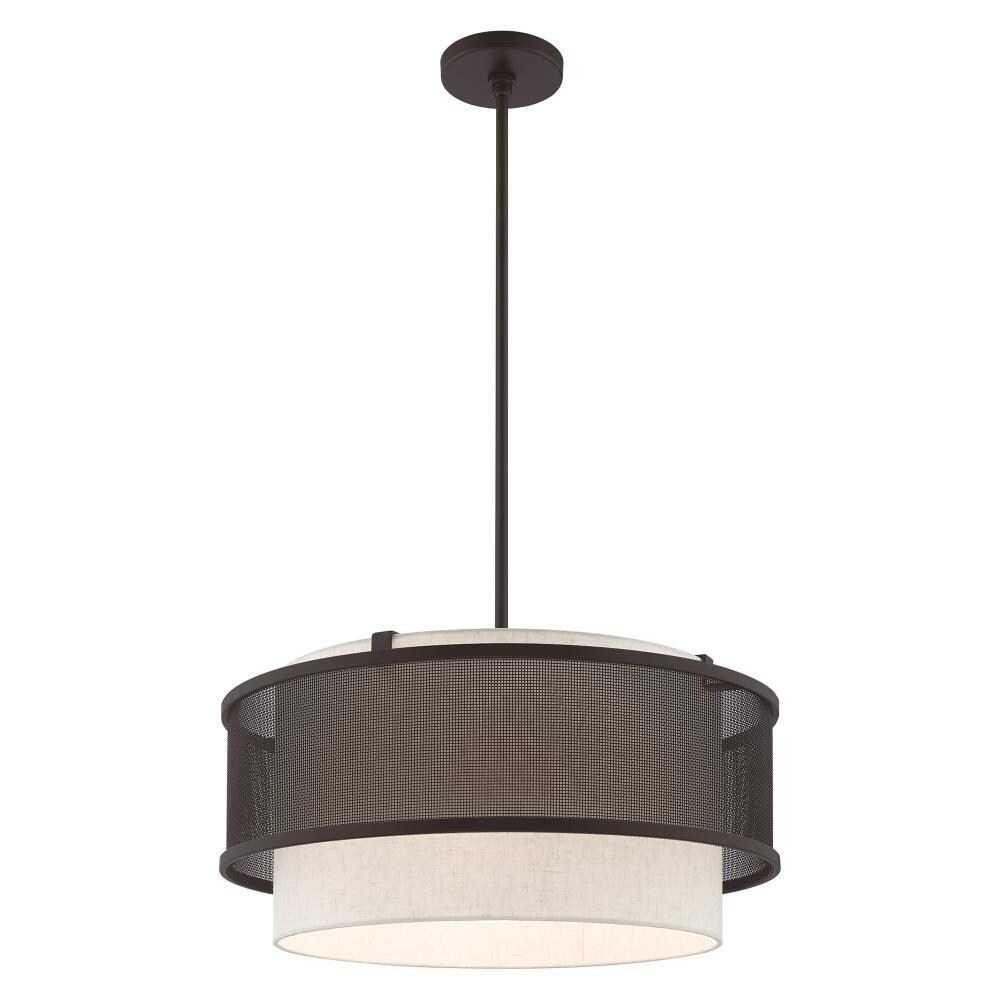 Braddock Bronze 4-Light Drum Chandelier with Oatmeal Shade