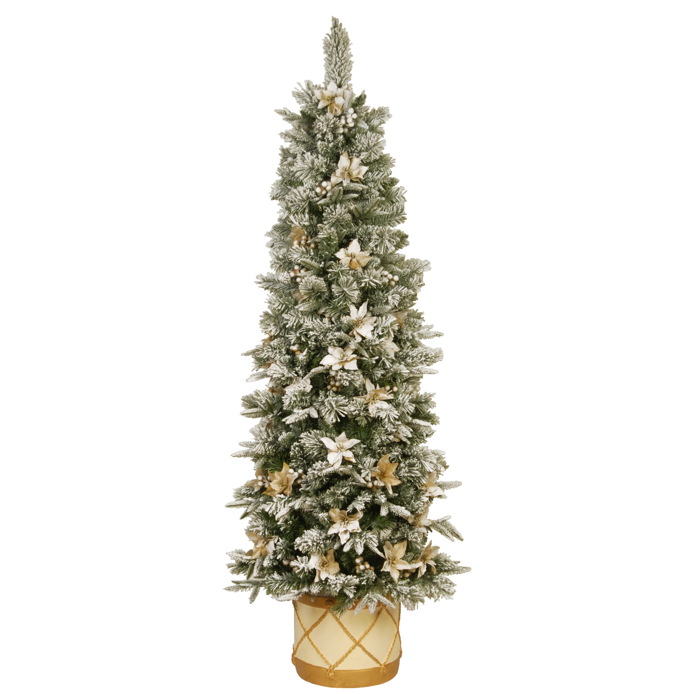 National Tree Company PECO8-362-6H 6-ft Pre-lit Slim Flocked Artificial Christmas Tree with Clear LED/Incandescent Lights