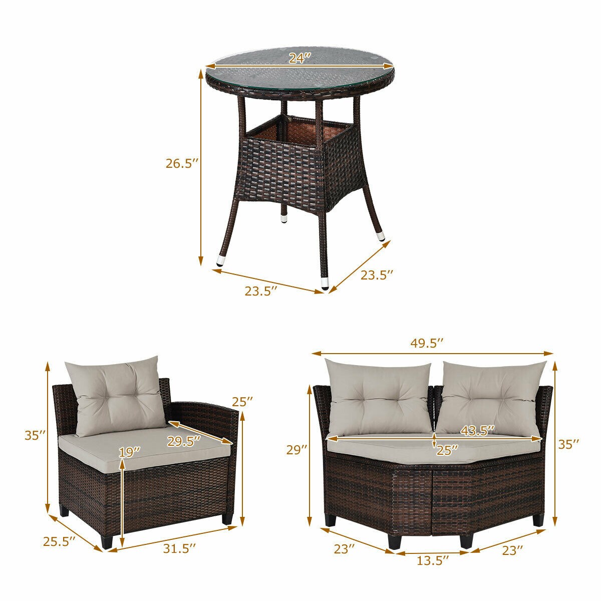 Forclover HYFE-68655ABN Patio-Conversation-Sets - View #12